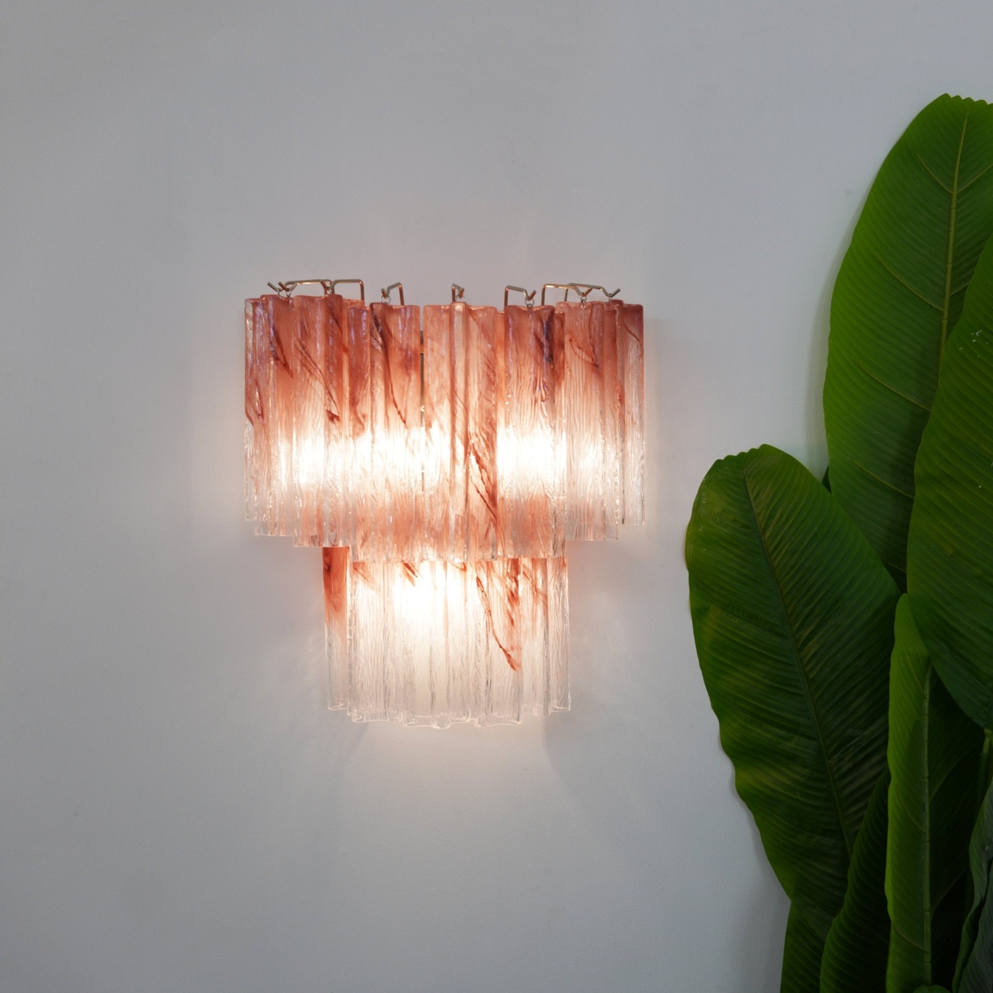 Aurora Luminaire Mural Rose Verre Lames Romantique Aquarelle