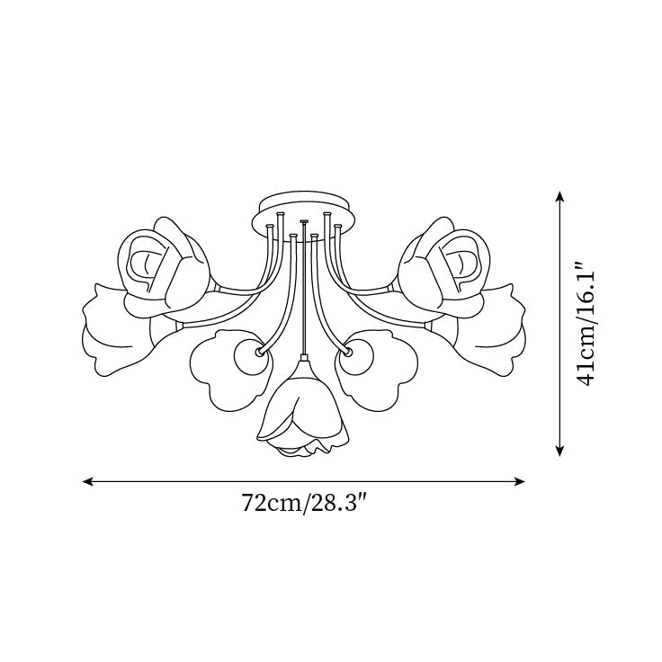 Rose Plafonnier Pétales Sculptés Lueur Douce