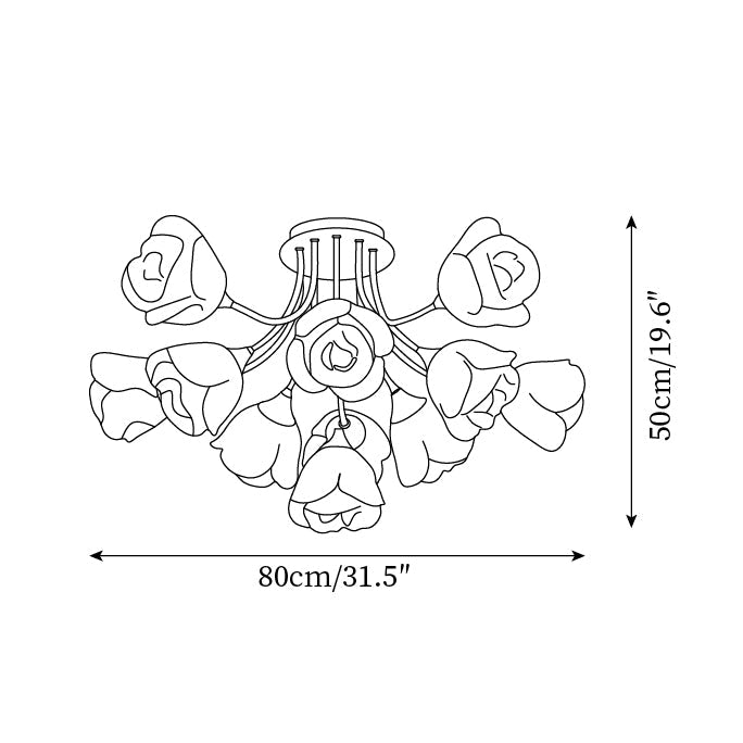 Rose Plafonnier Pétales Sculptés Lueur Douce