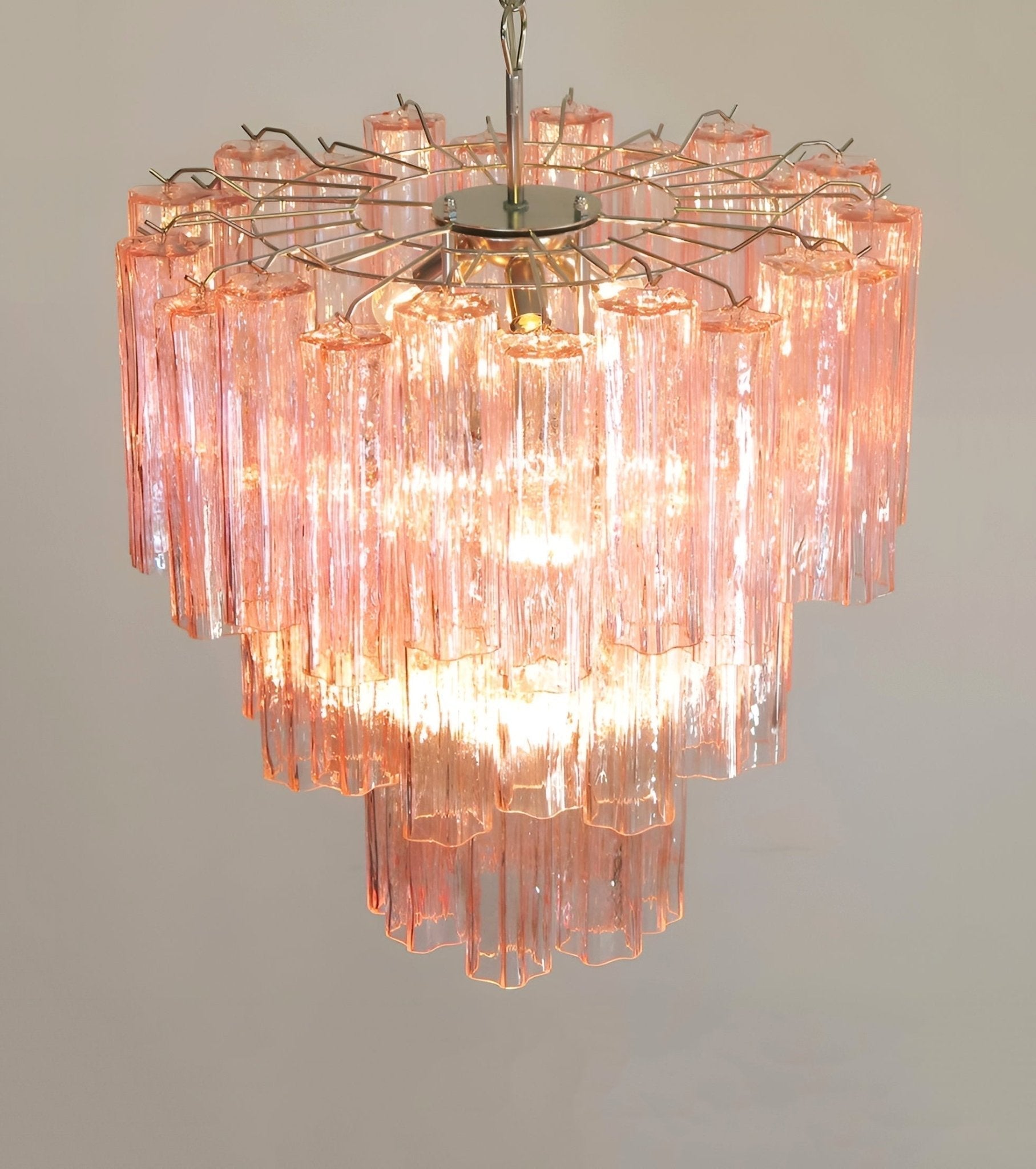 Aurora Lustre Rose Verre Tubes Superposé Moderne