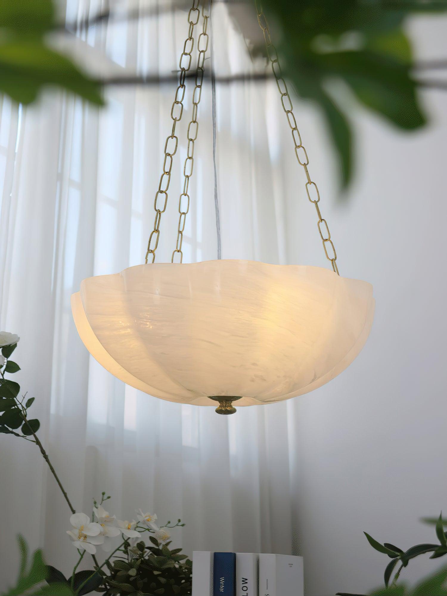 Lustra Lustre Verre Bol Laiton Chaîne