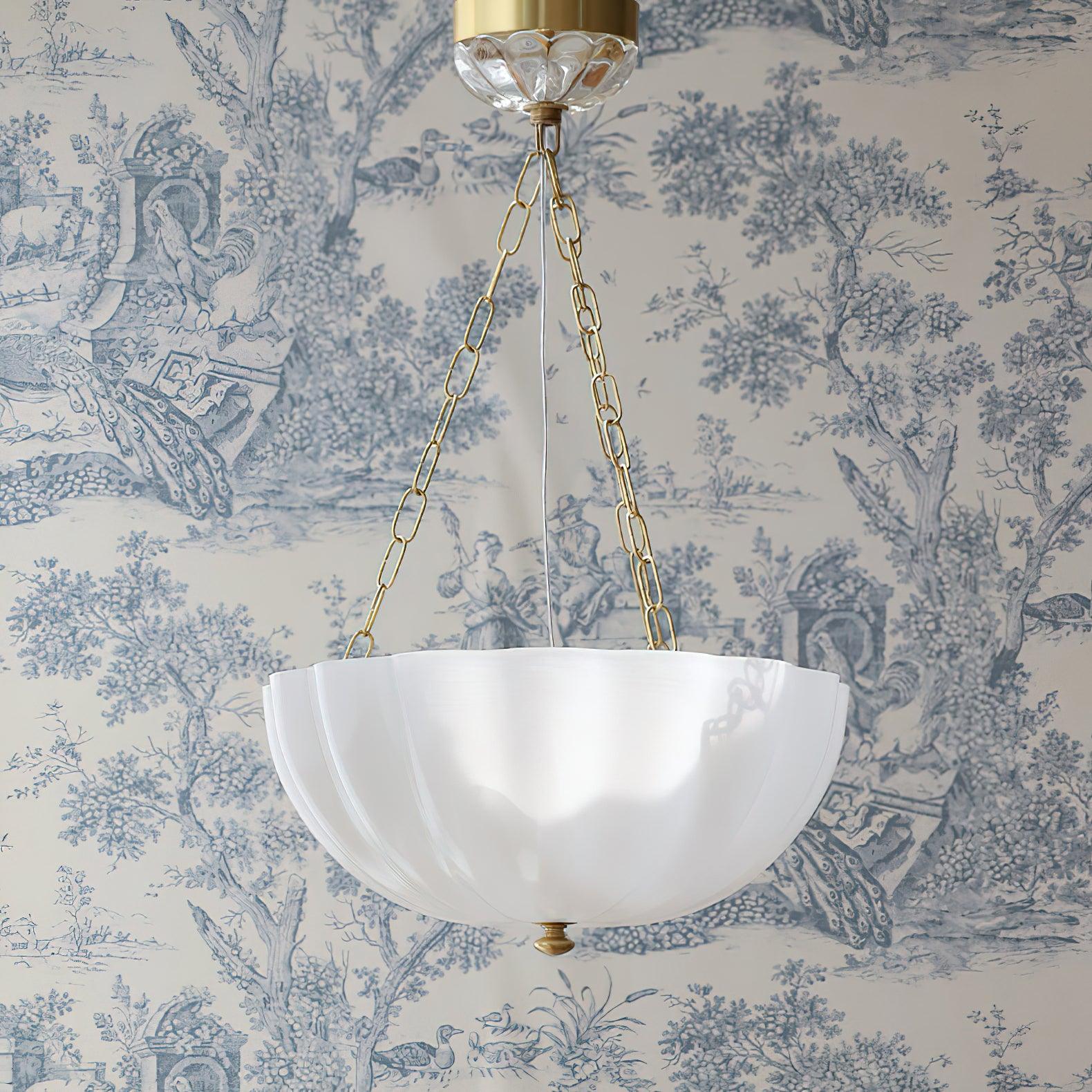 Lustra Lustre Verre Bol Laiton Chaîne