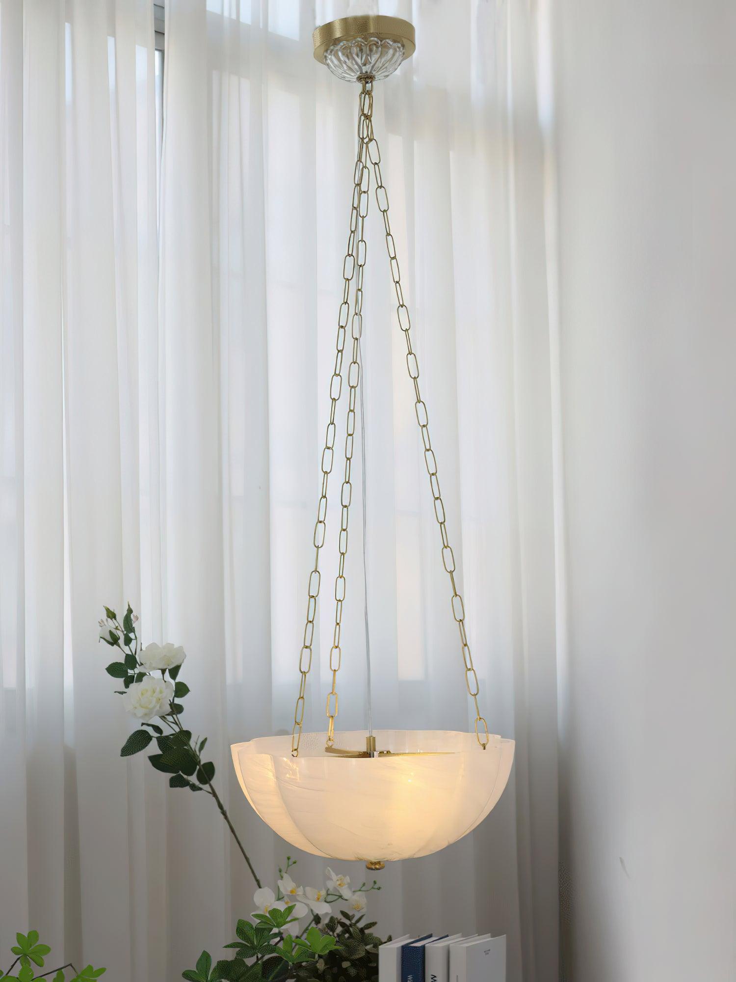 Lustra Lustre Verre Bol Laiton Chaîne