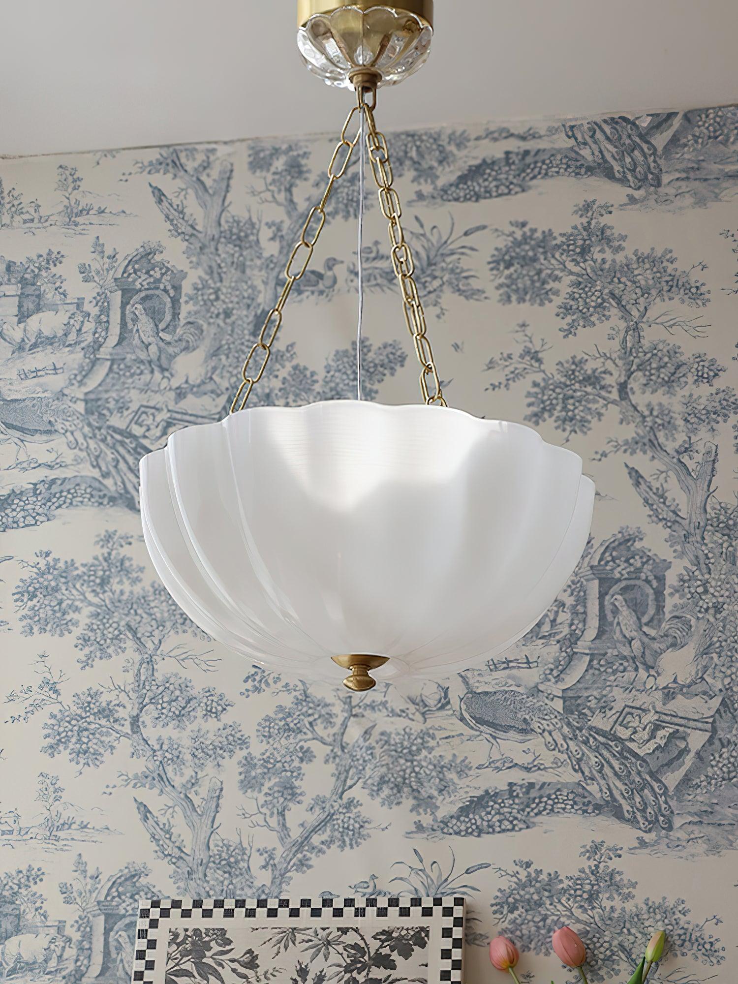 Lustra Lustre Verre Bol Laiton Chaîne