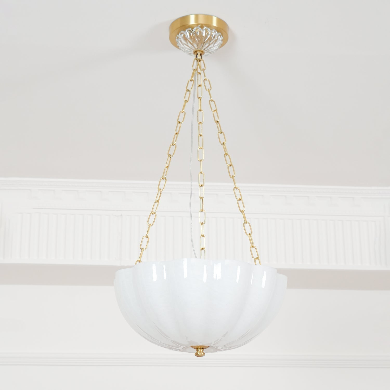 Lustra Lustre Verre Bol Laiton Chaîne