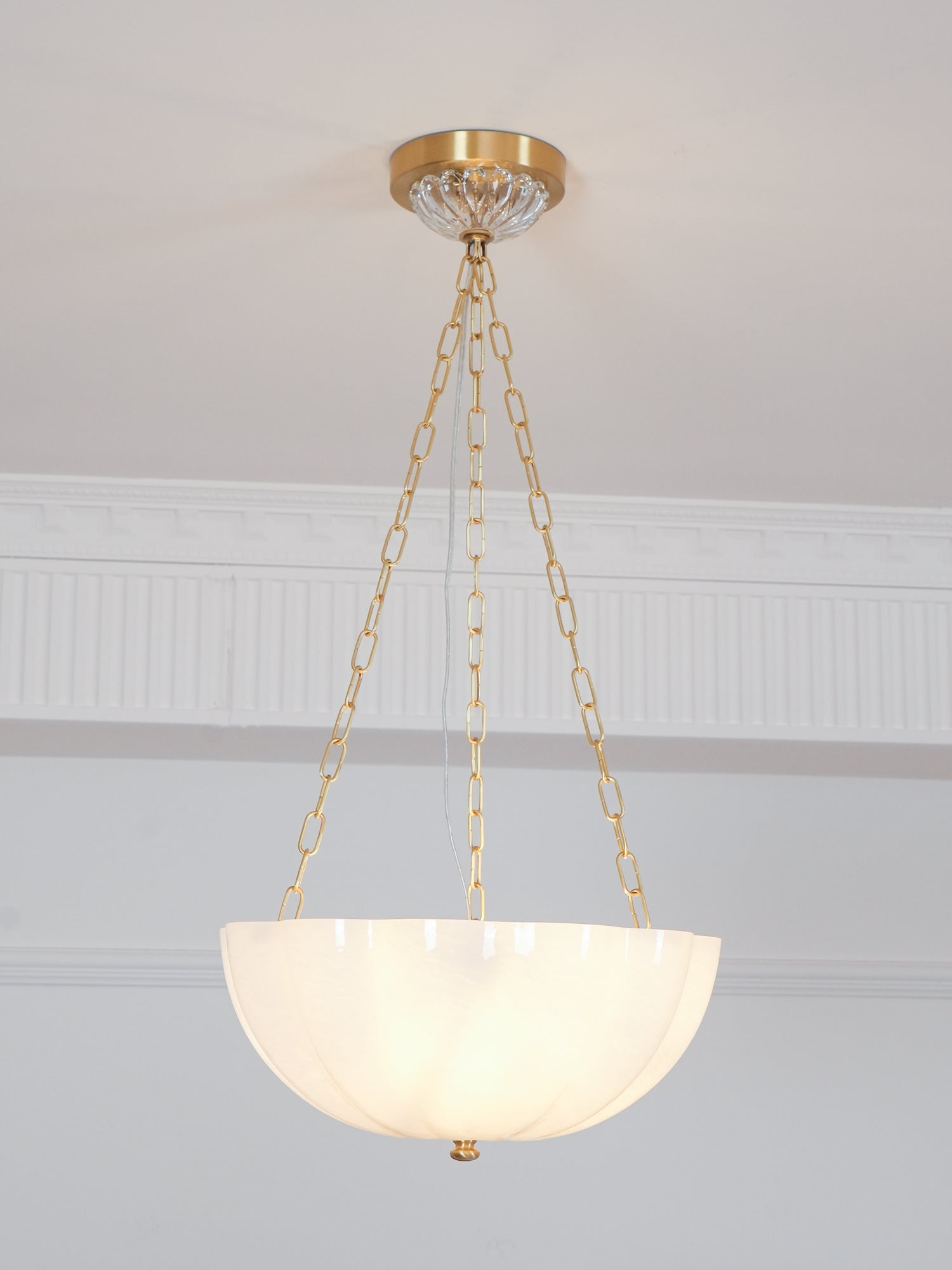 Lustra Lustre Verre Bol Laiton Chaîne