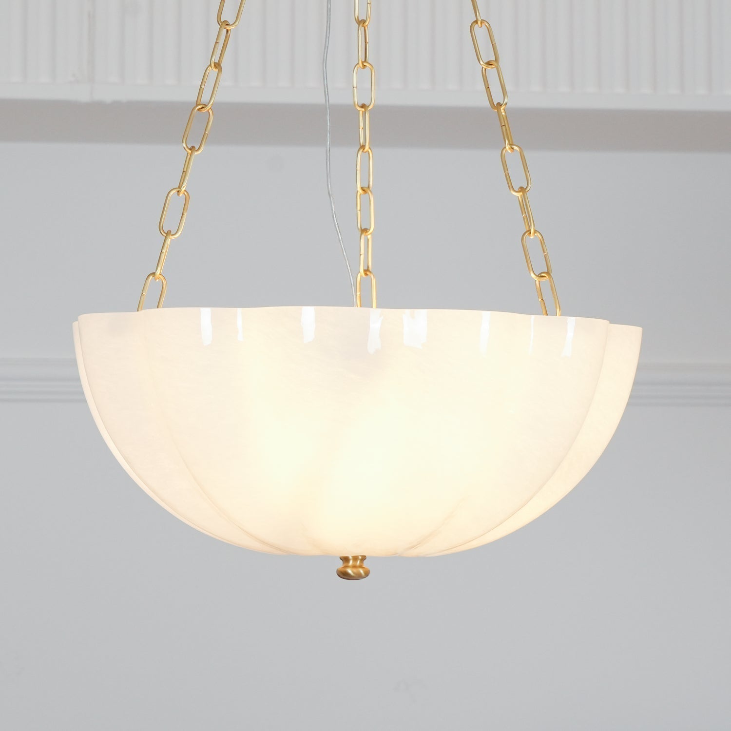 Lustra Lustre Verre Bol Laiton Chaîne