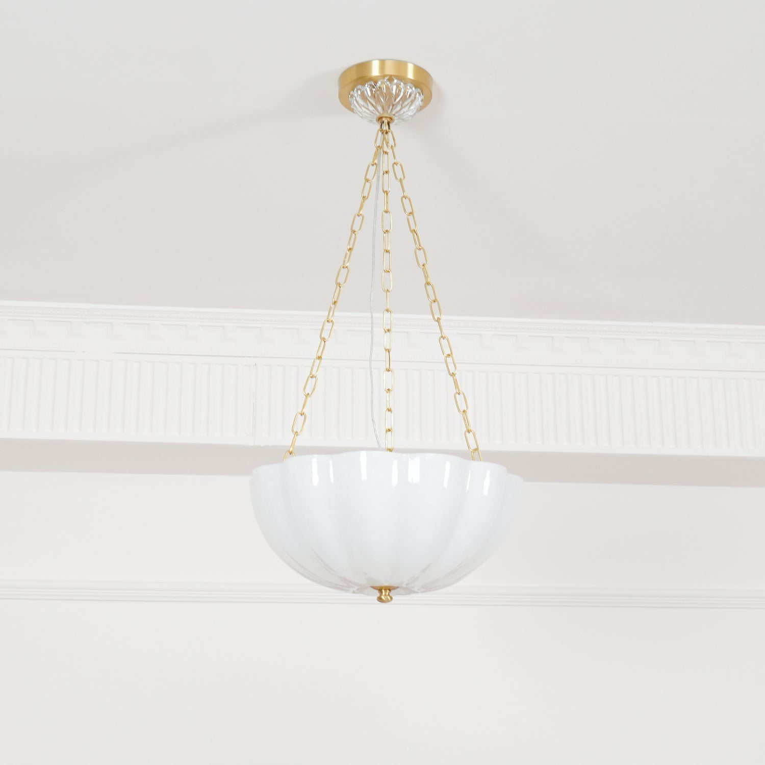 Lustra Lustre Verre Bol Laiton Chaîne