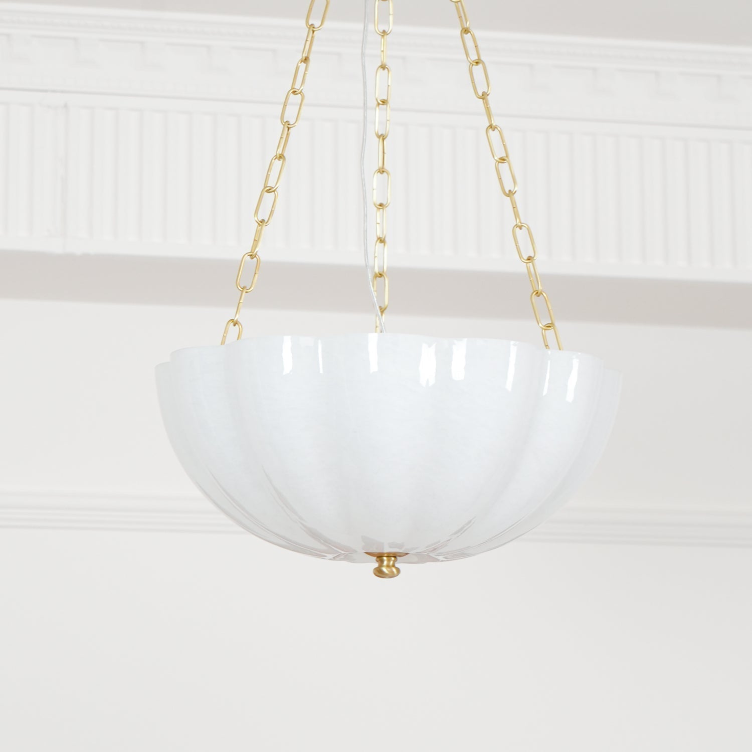 Lustra Lustre Verre Bol Laiton Chaîne