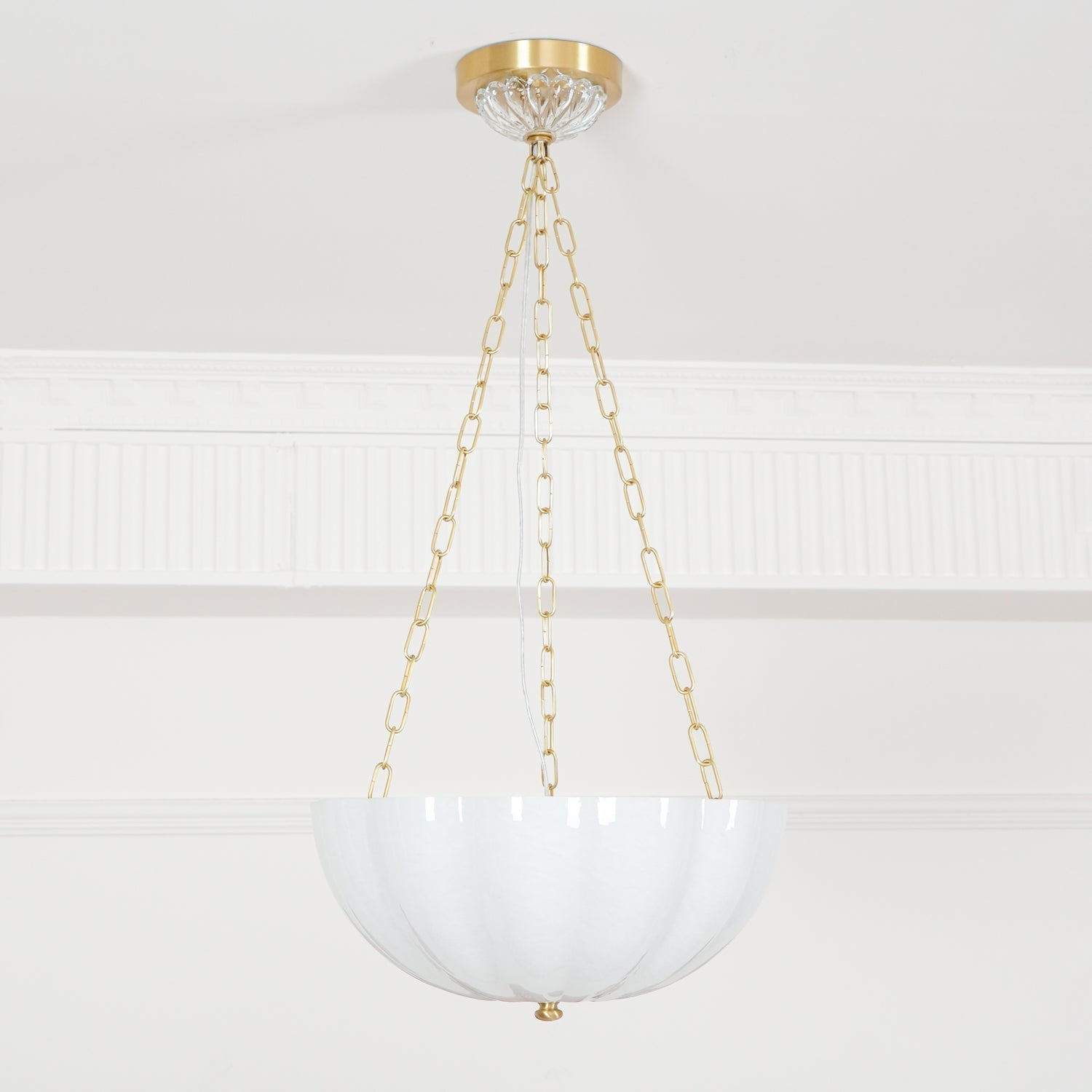Lustra Lustre Verre Bol Laiton Chaîne