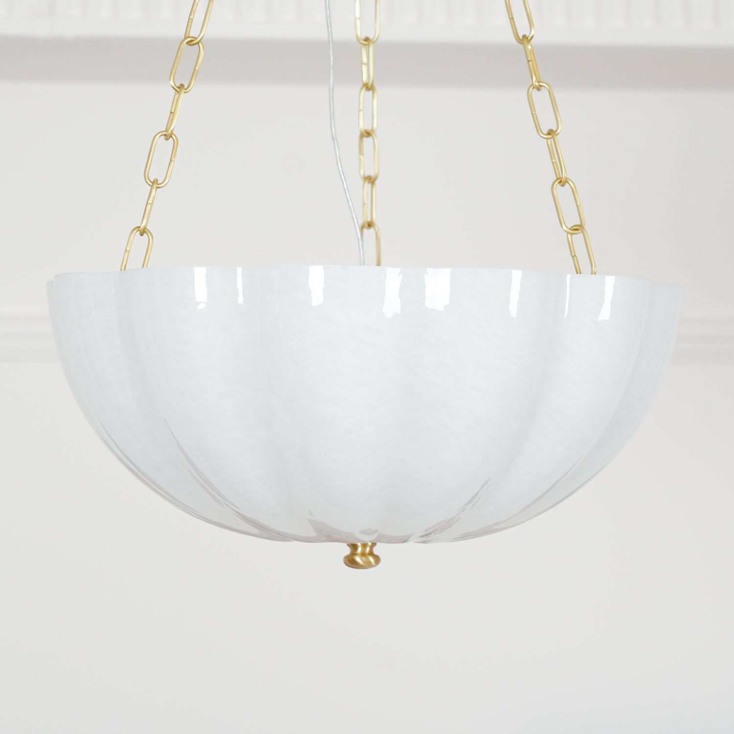 Lustra Lustre Verre Bol Laiton Chaîne