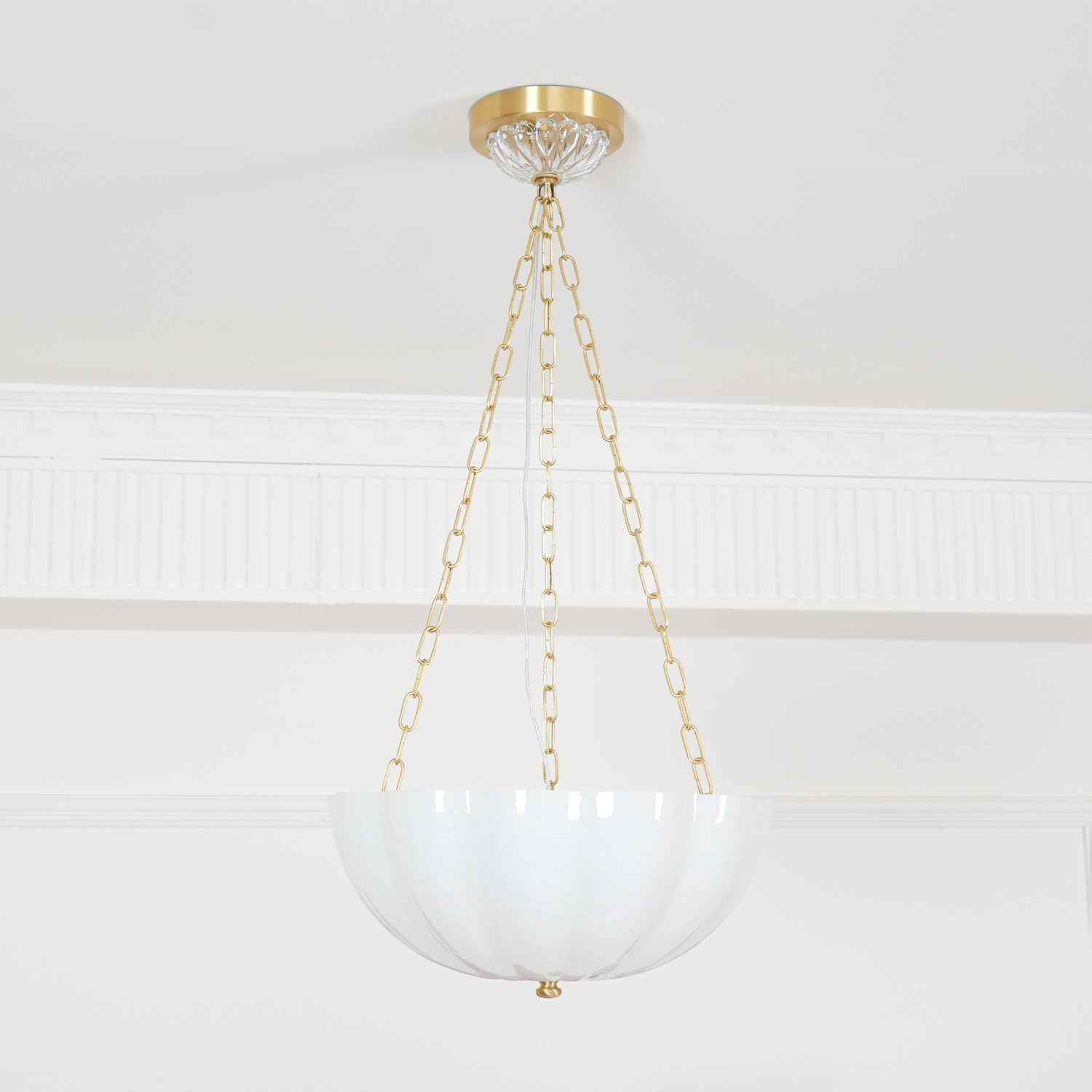 Lustra Lustre Verre Bol Laiton Chaîne