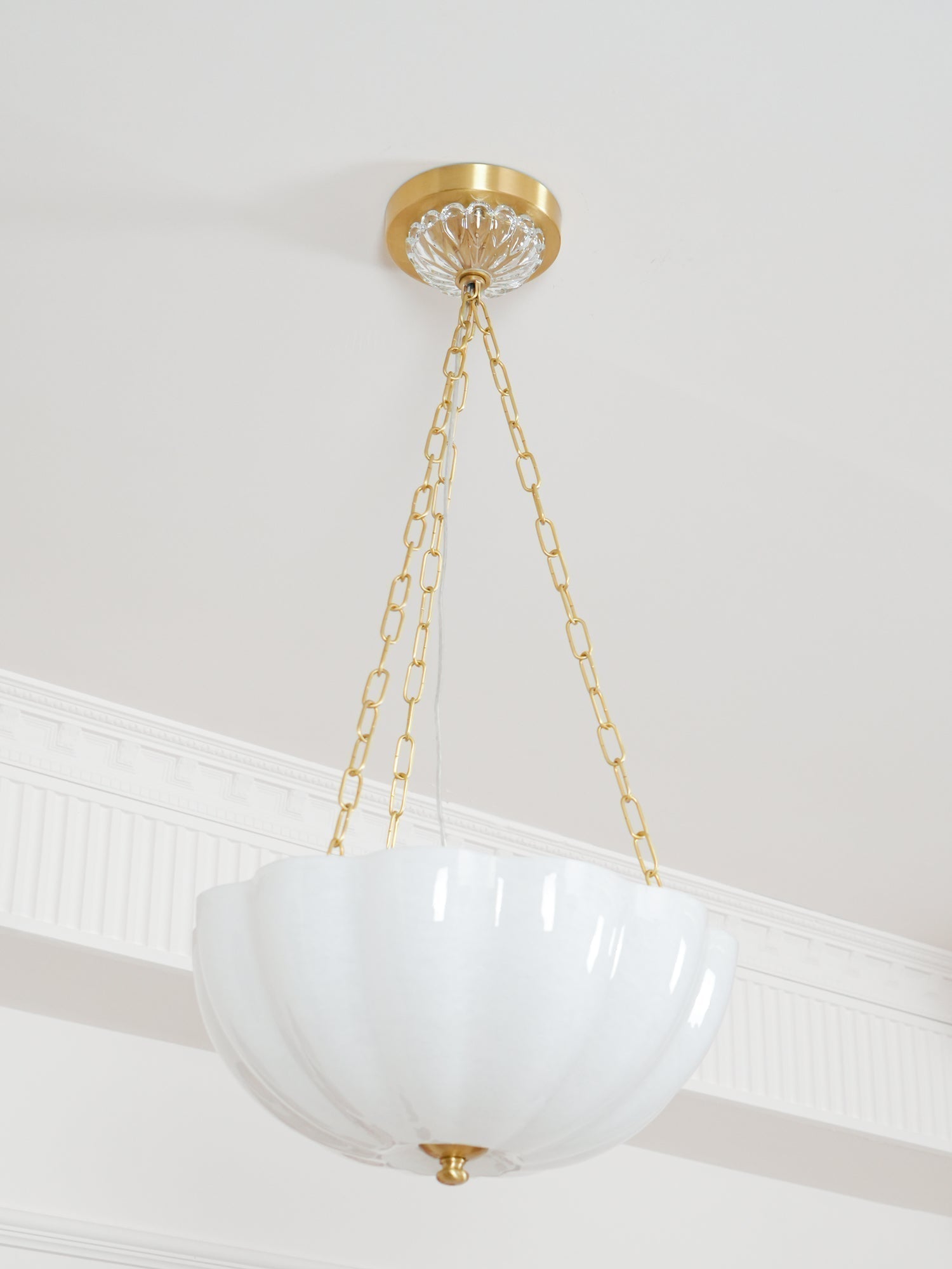 Lustra Lustre Verre Bol Laiton Chaîne