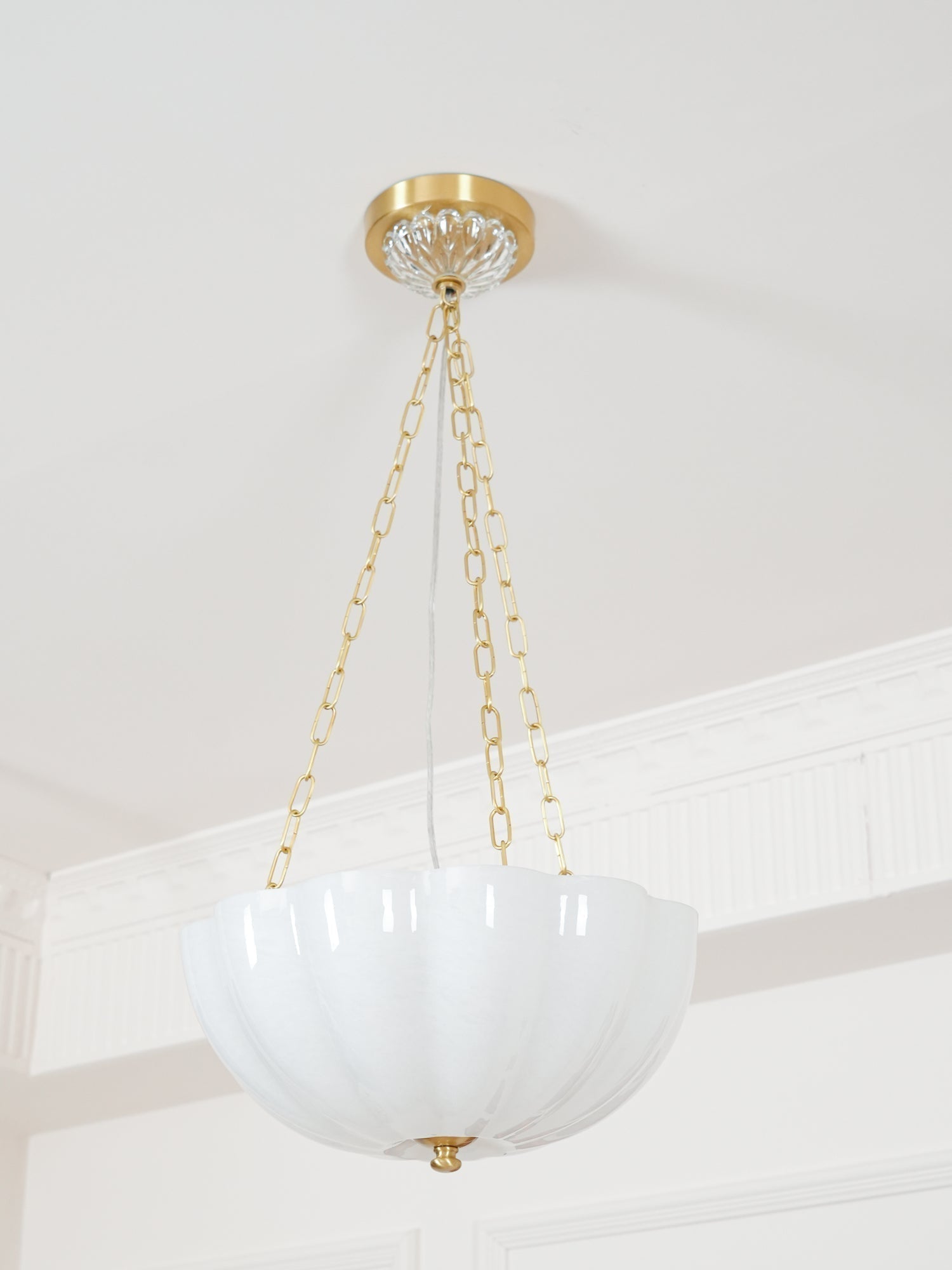 Lustra Lustre Verre Bol Laiton Chaîne