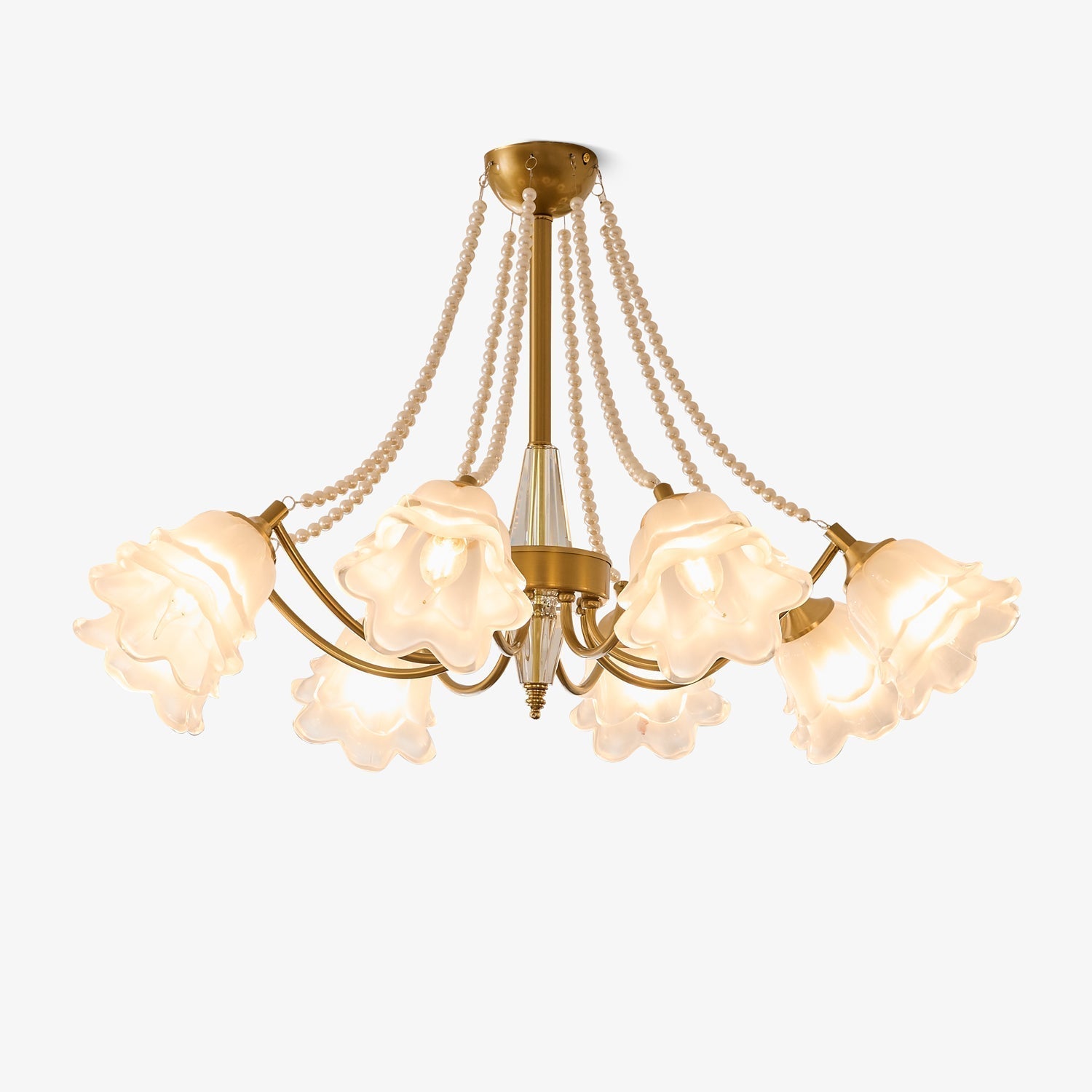 Allirila Lustre Vintage Élégant en Verre et Perles Fleuries