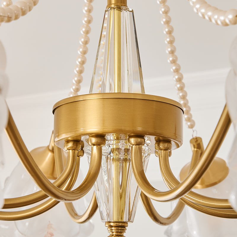 Allirila Lustre Vintage Élégant en Verre et Perles Fleuries