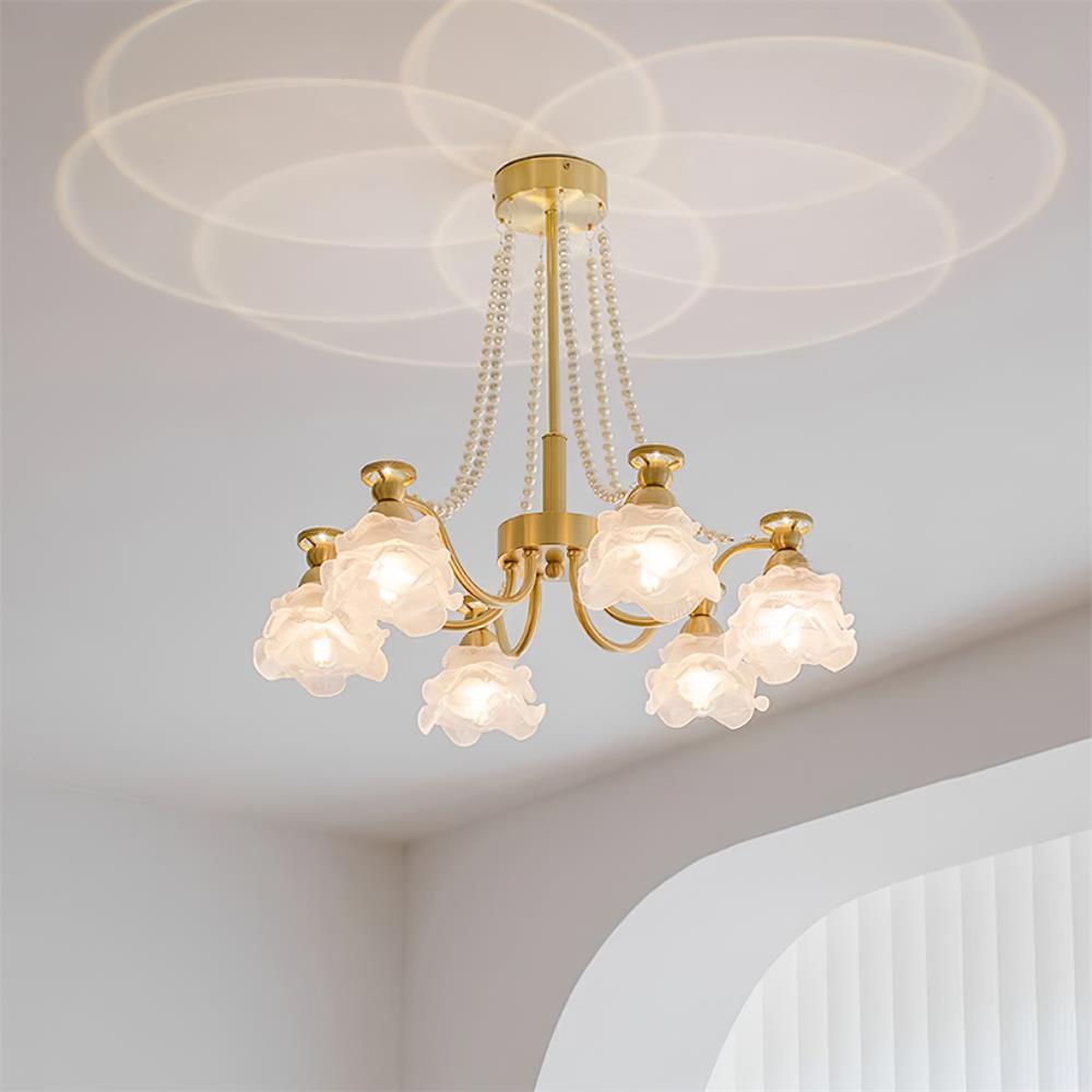 Landi Lustre Pétales en Verre Rose Drapés