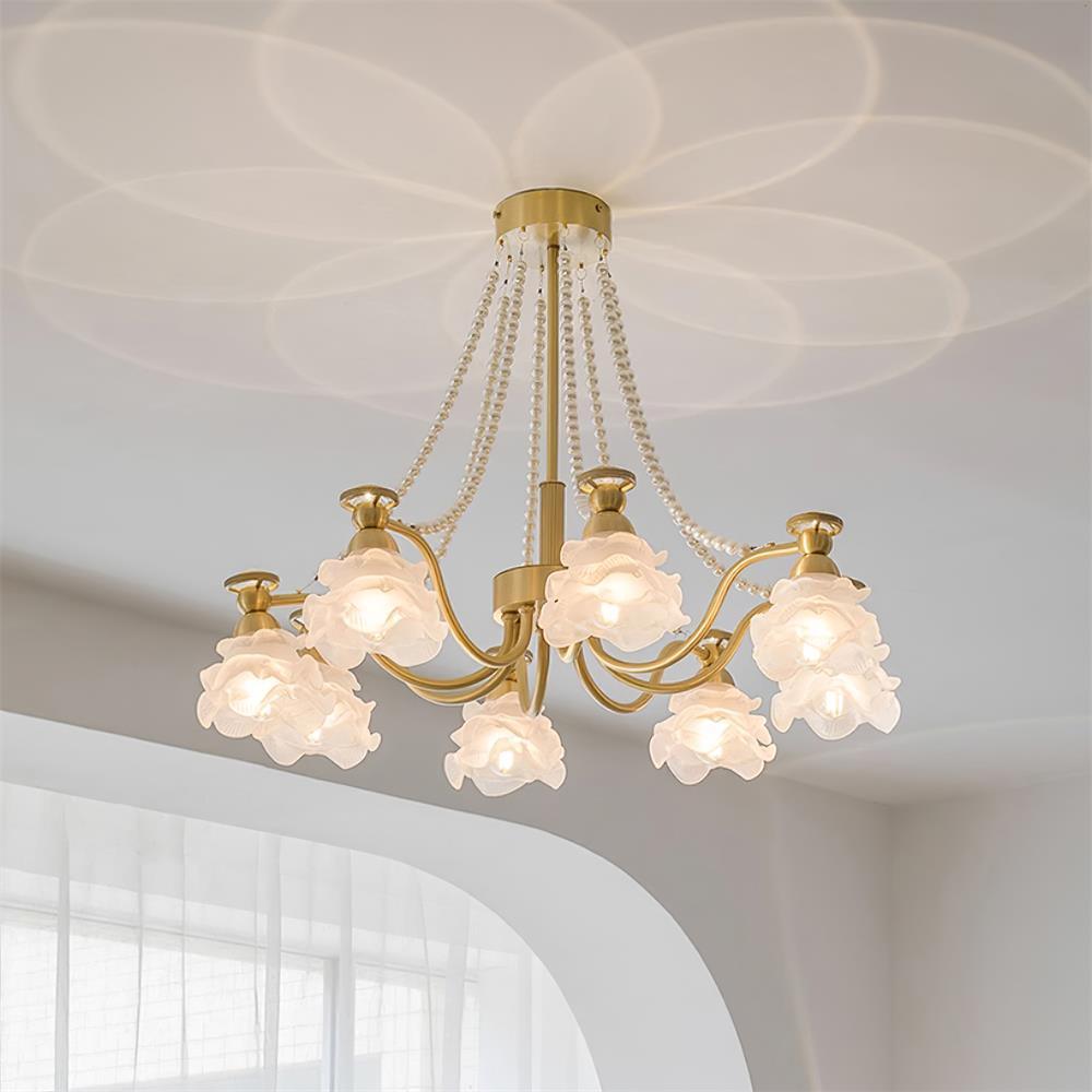 Landi Lustre Pétales en Verre Rose Drapés