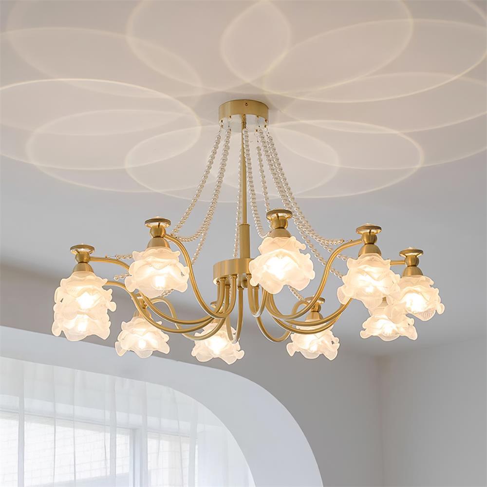 Landi Lustre Pétales en Verre Rose Drapés