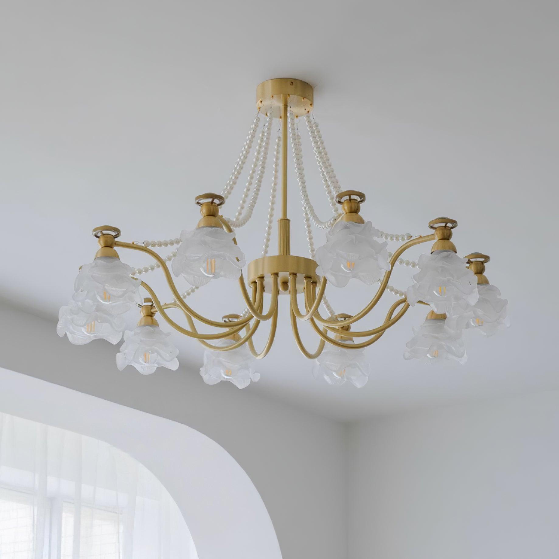 Landi Lustre Pétales en Verre Rose Drapés