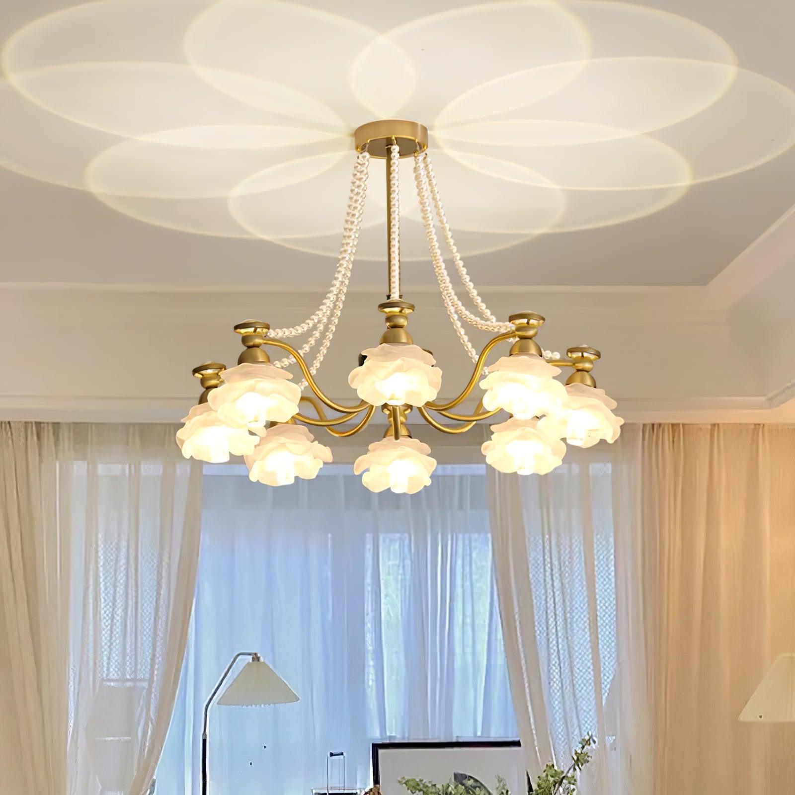 Landi Lustre Pétales en Verre Rose Drapés