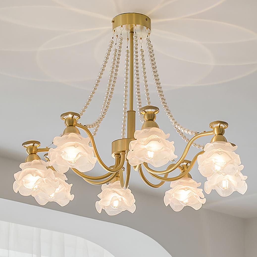 Landi Lustre Pétales en Verre Rose Drapés