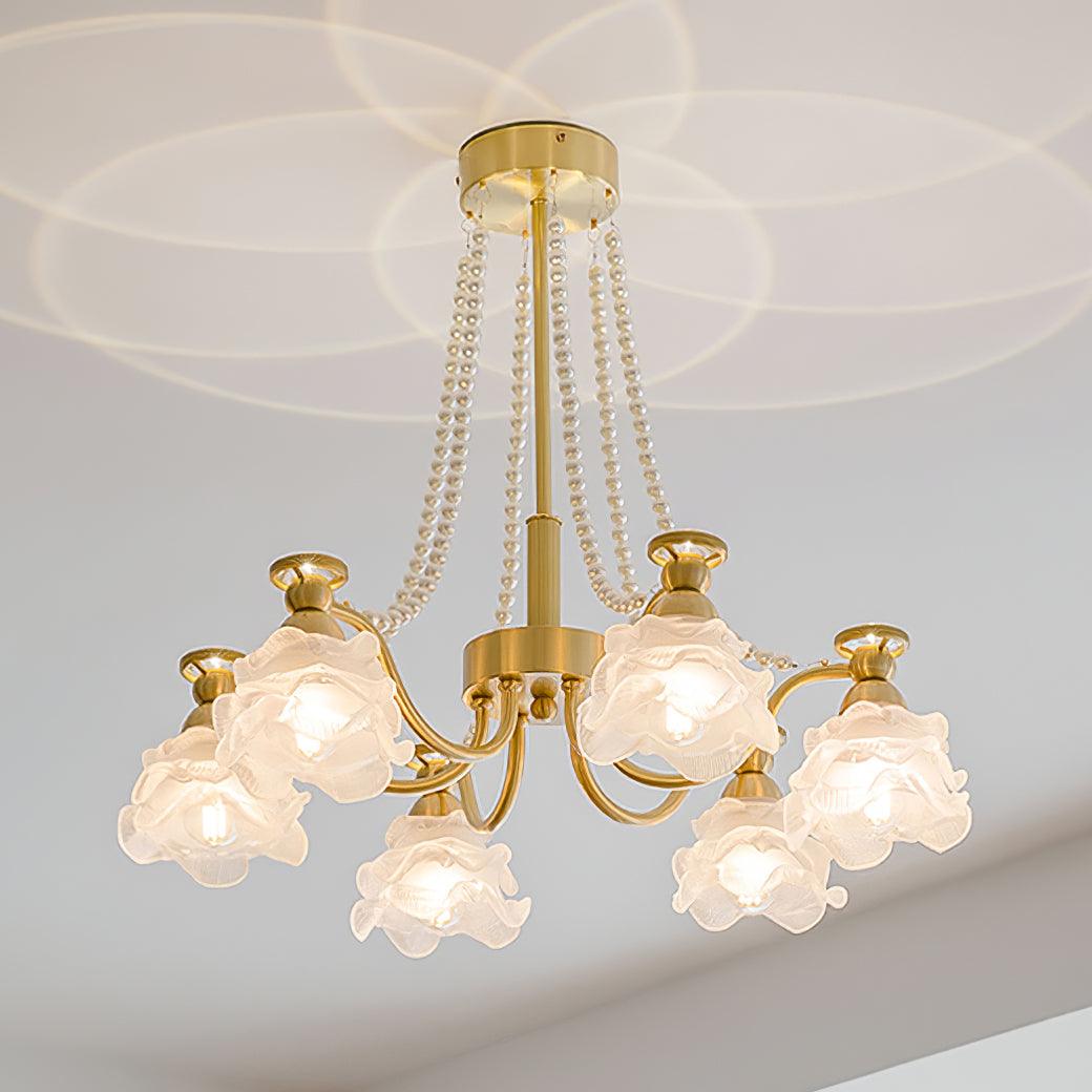 Landi Lustre Pétales en Verre Rose Drapés