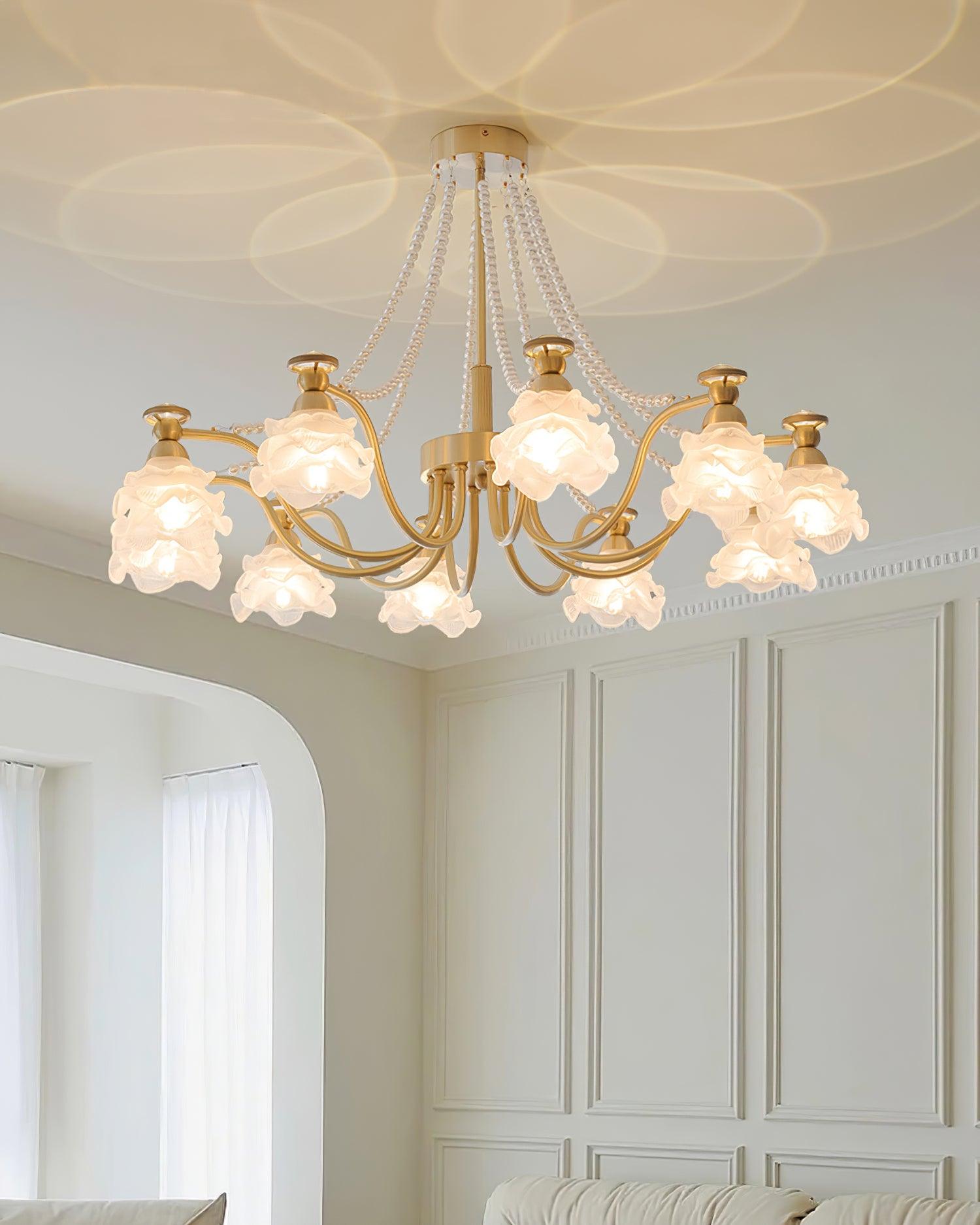 Landi Lustre Pétales en Verre Rose Drapés