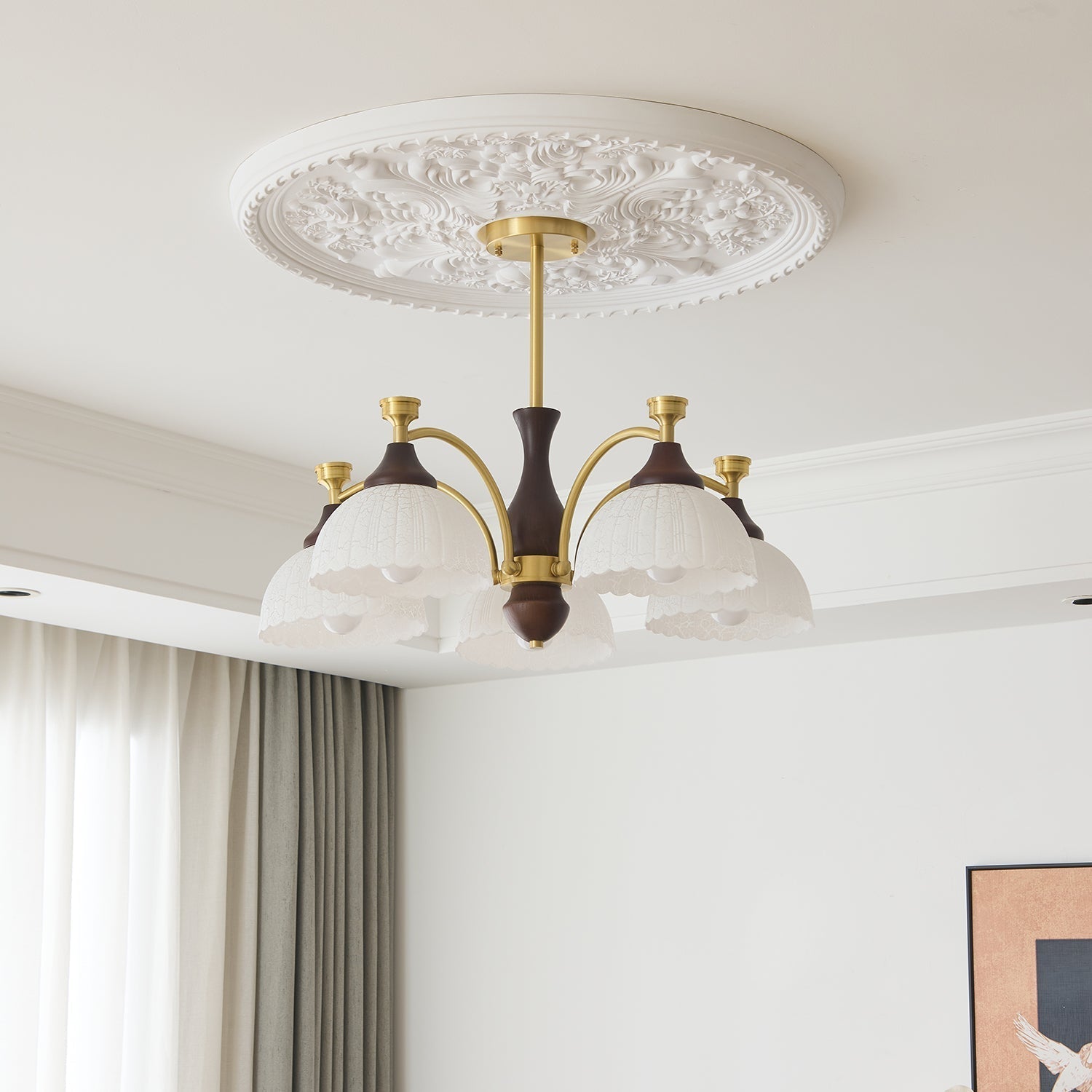 Avvynila Lustre Vintage Élégant en Laiton et Bois