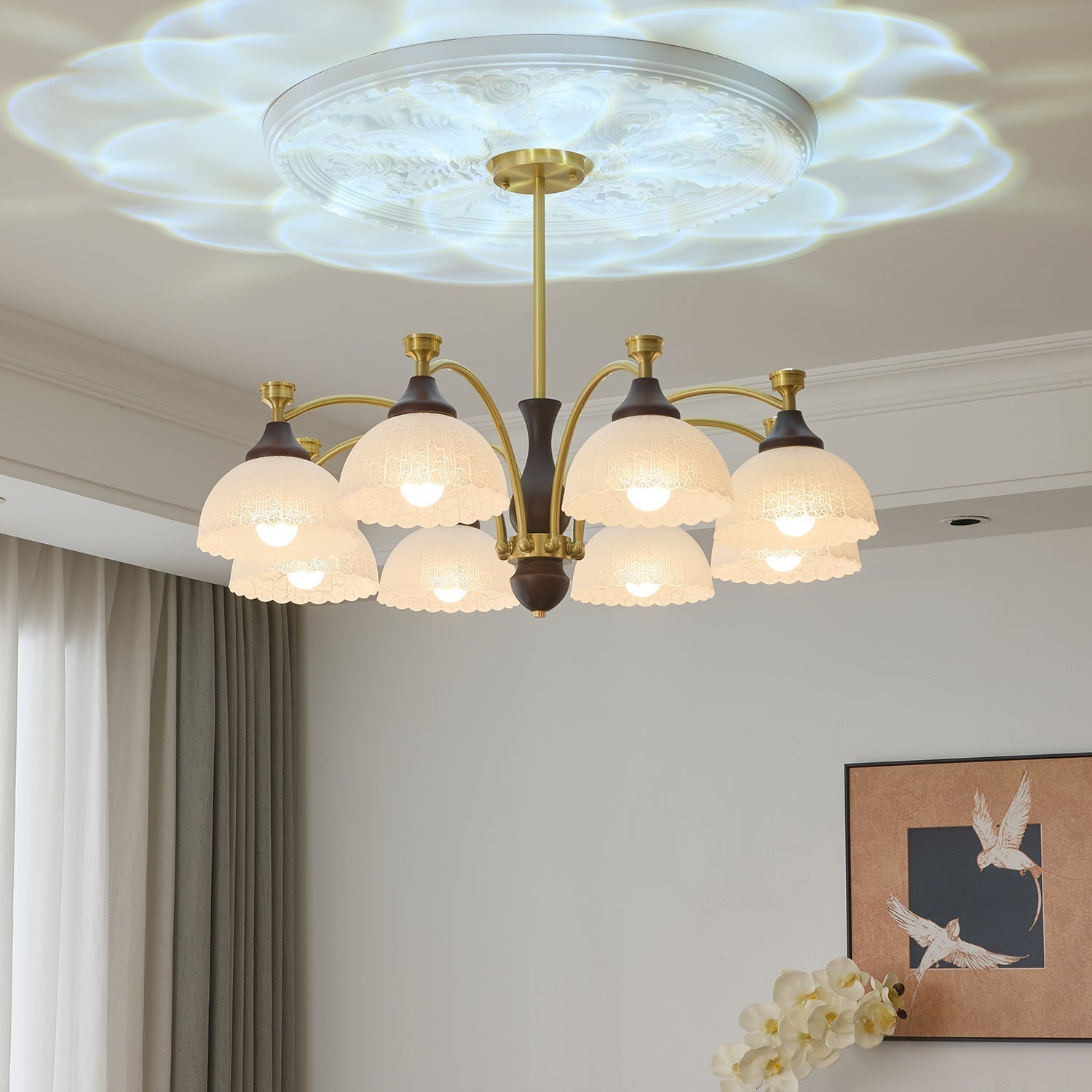 Avvynila Lustre Vintage Élégant en Laiton et Bois