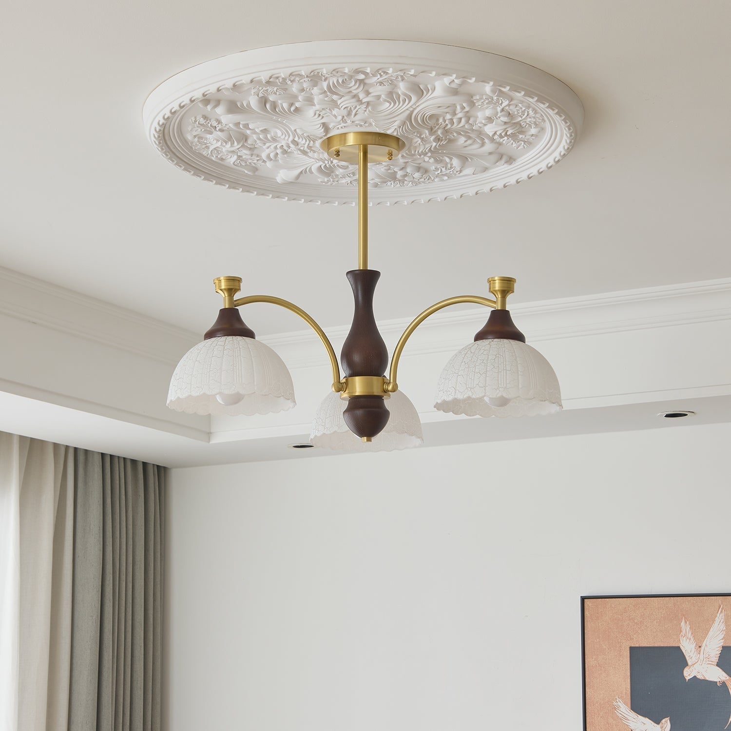 Avvynila Lustre Vintage Élégant en Laiton et Bois
