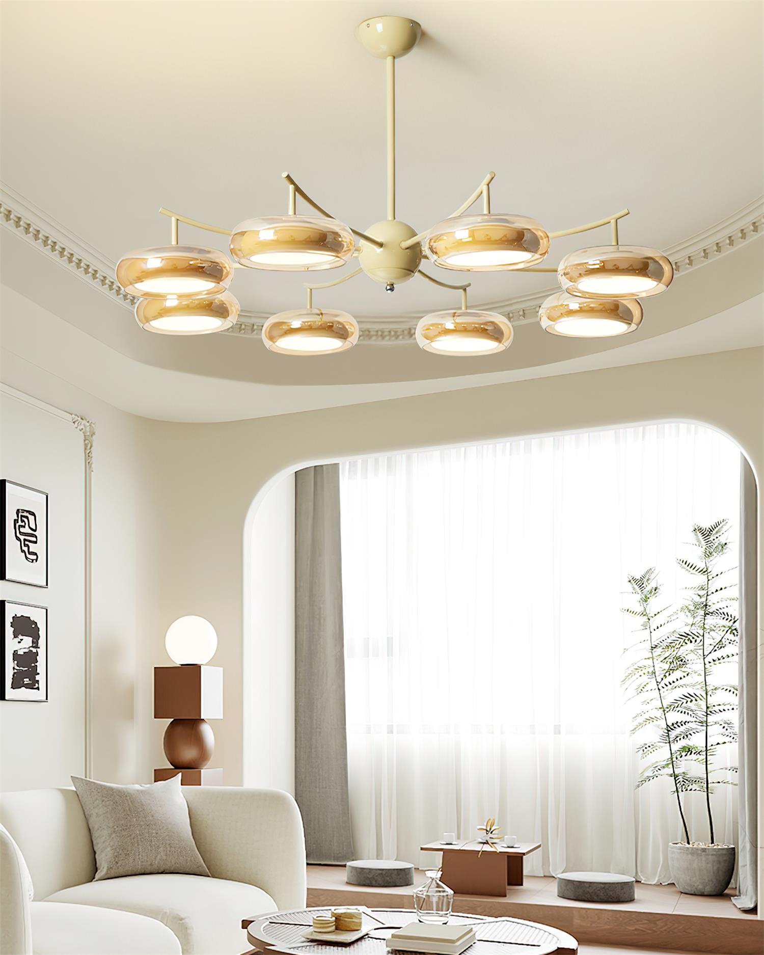 Rotan Lustre Orbes en Verre Crème Sérénité