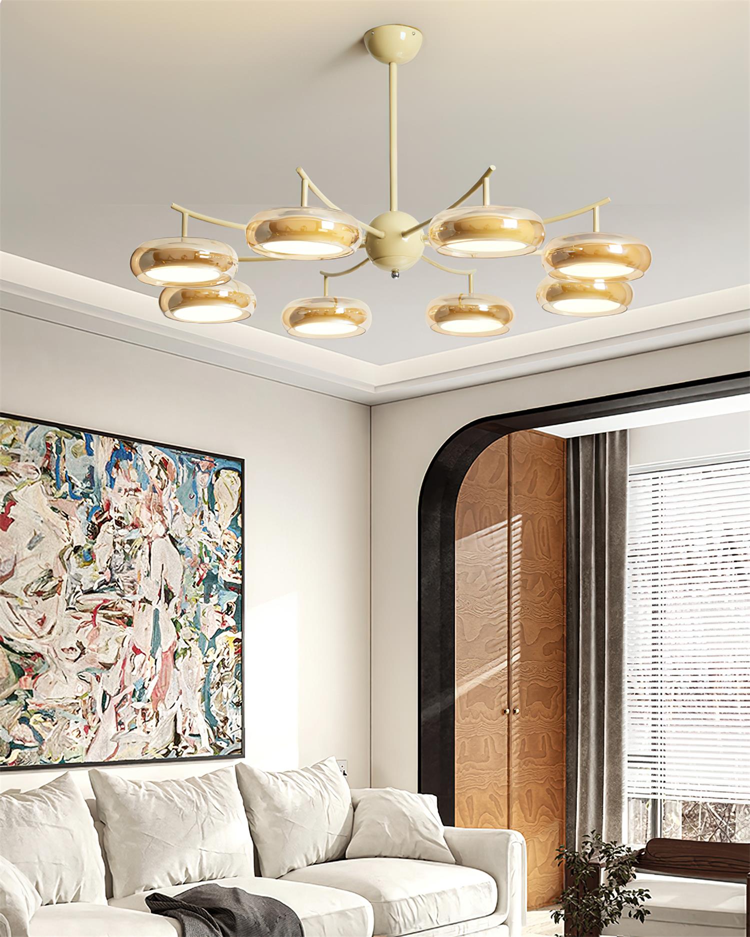 Rotan Lustre Orbes en Verre Crème Sérénité