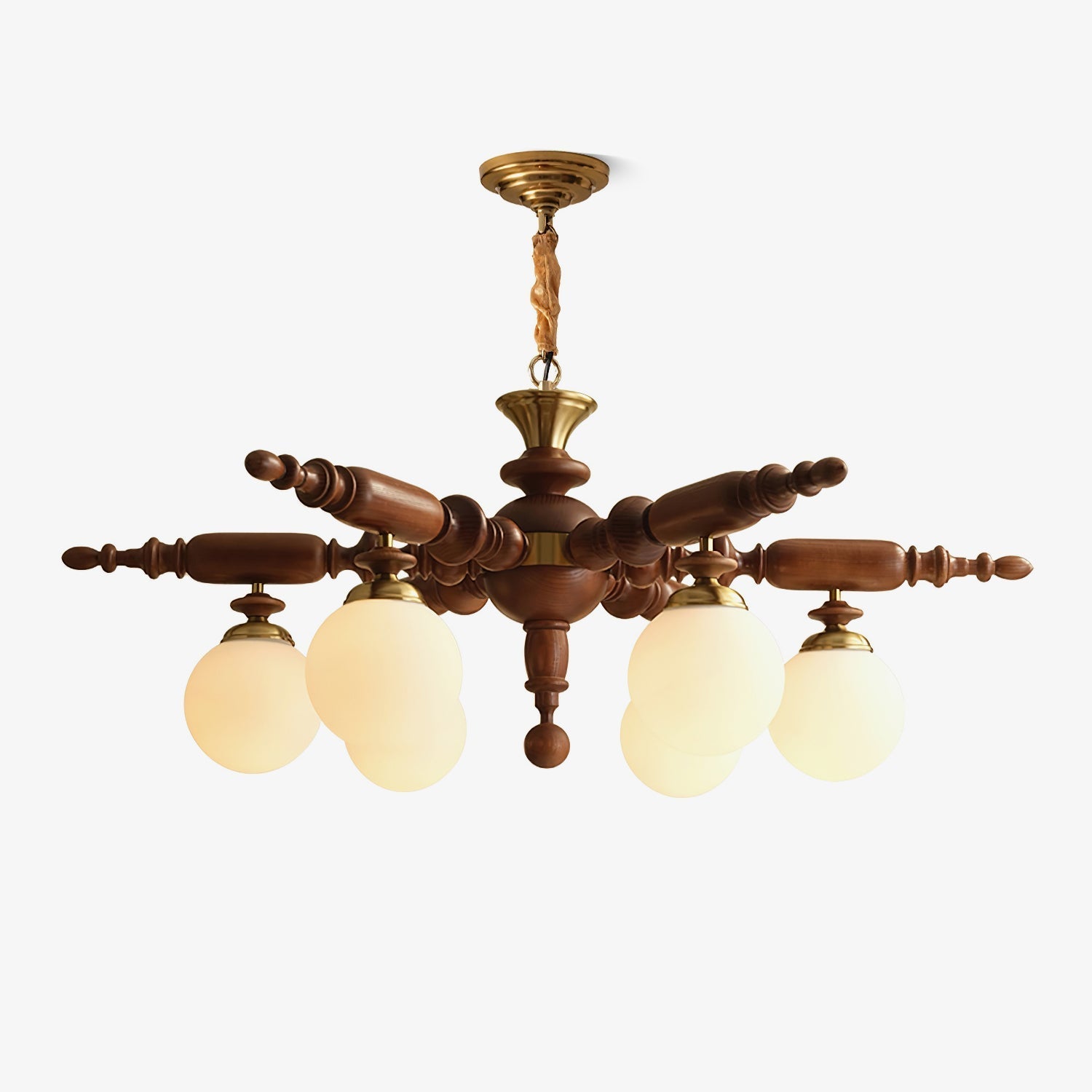 Olvenir Lustre en Bois Rustique et Verre