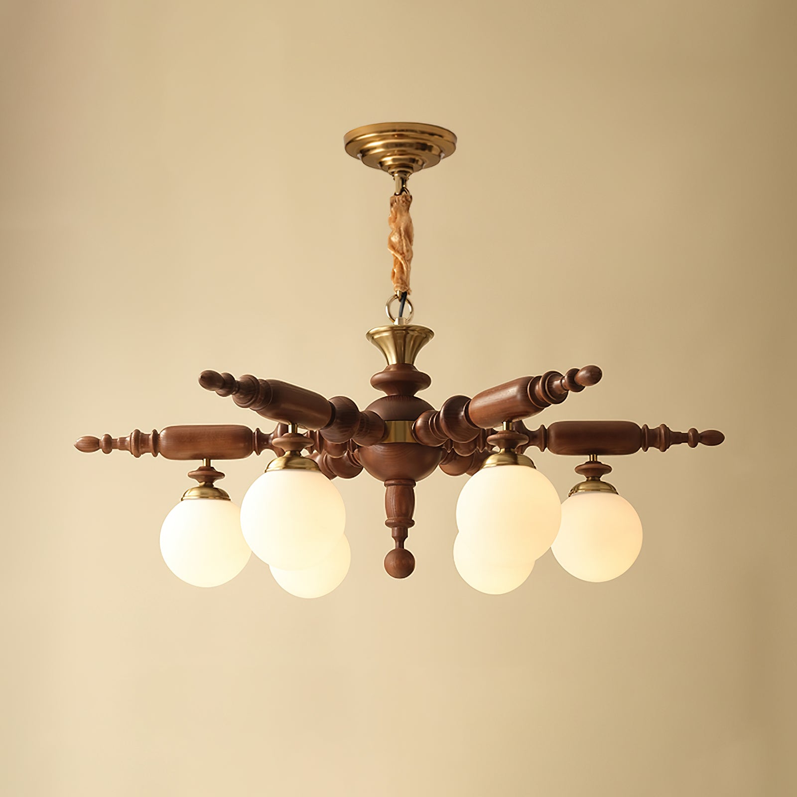 Olvenir Lustre en Bois Rustique et Verre