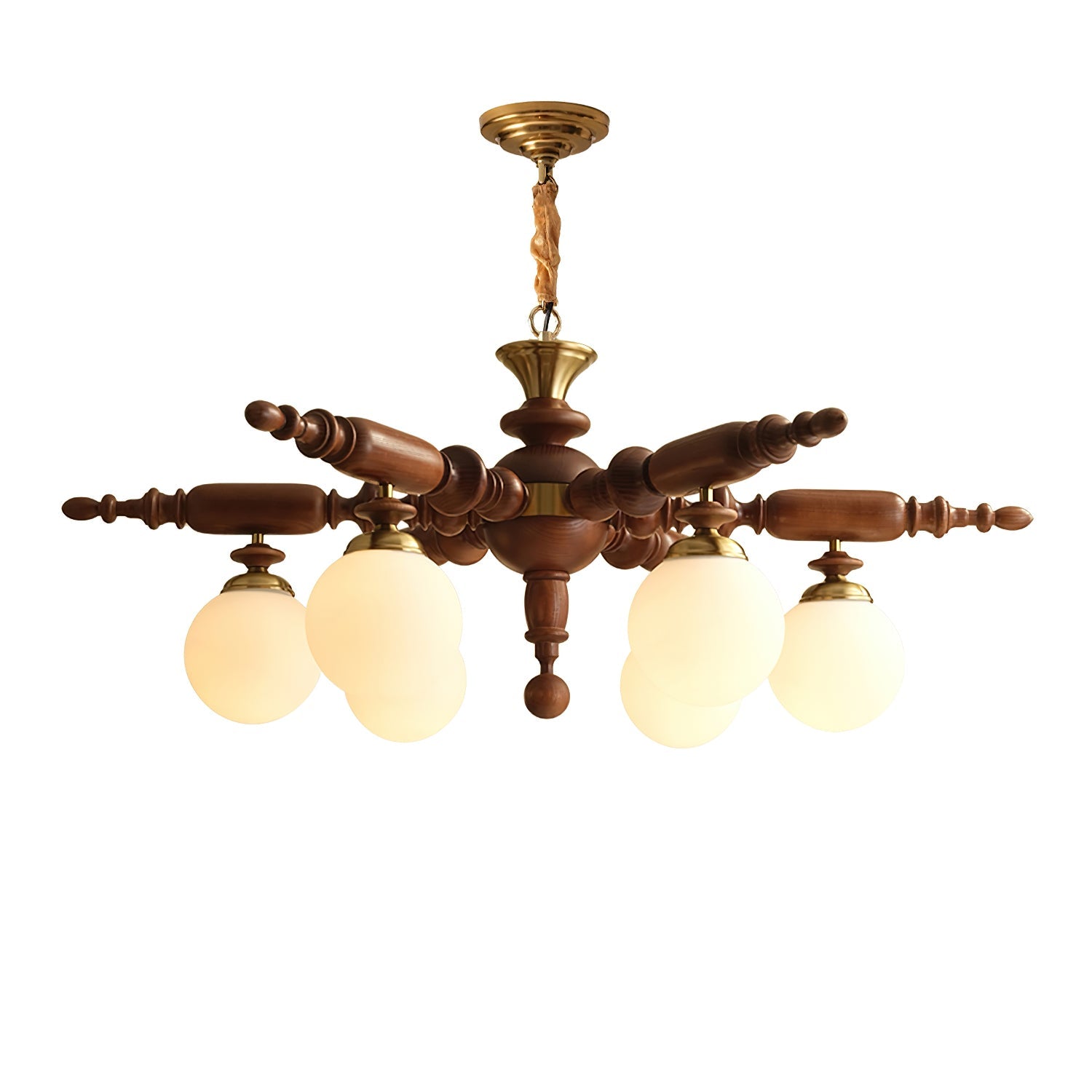 Olvenir Lustre en Bois Rustique et Verre