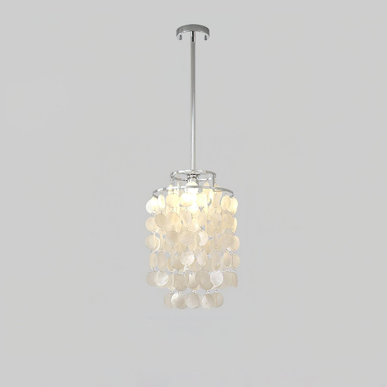 Lustra Suspension Lampe Coquillage Rond en Chrome