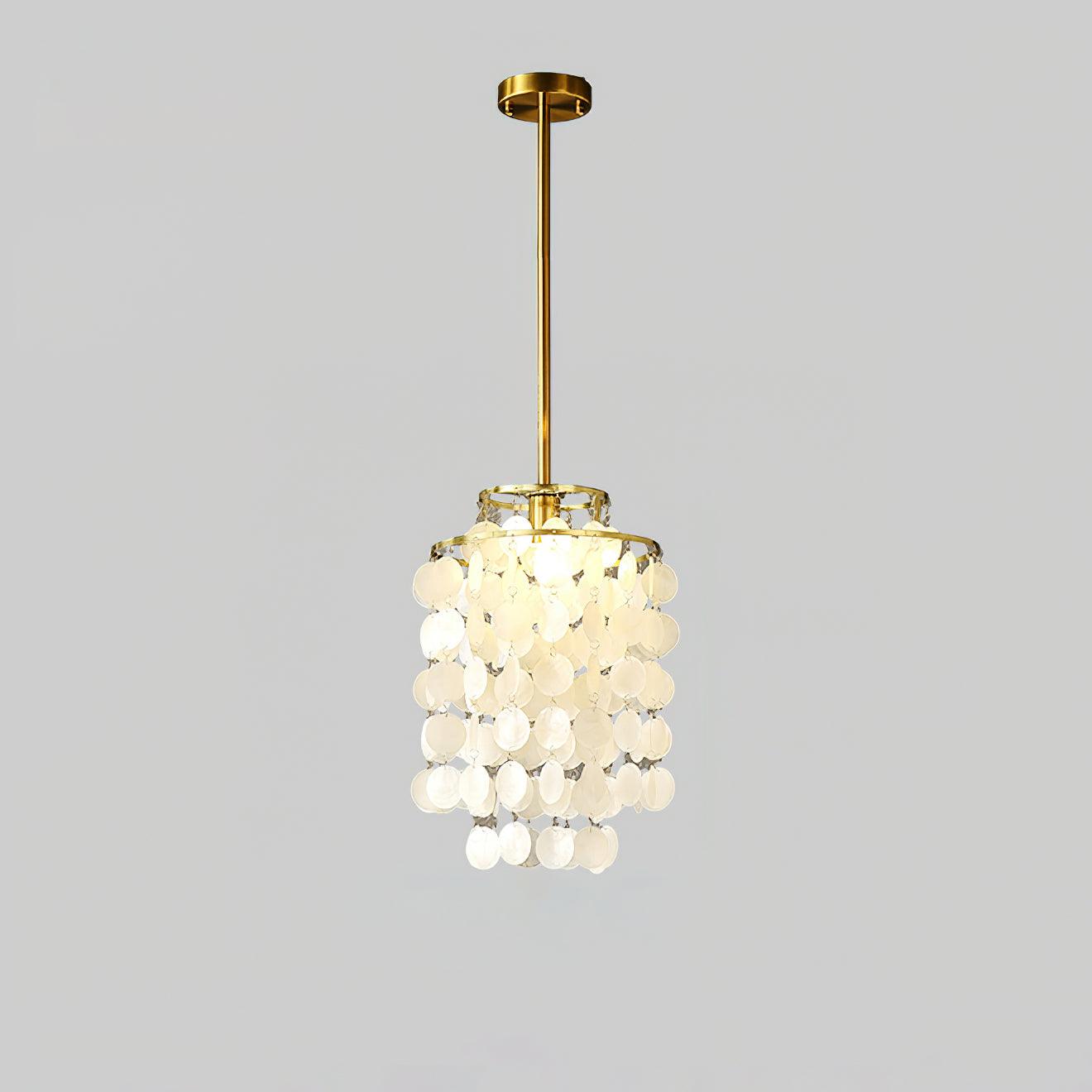 Lustra Suspension Lampe Coquillage Rond en Chrome