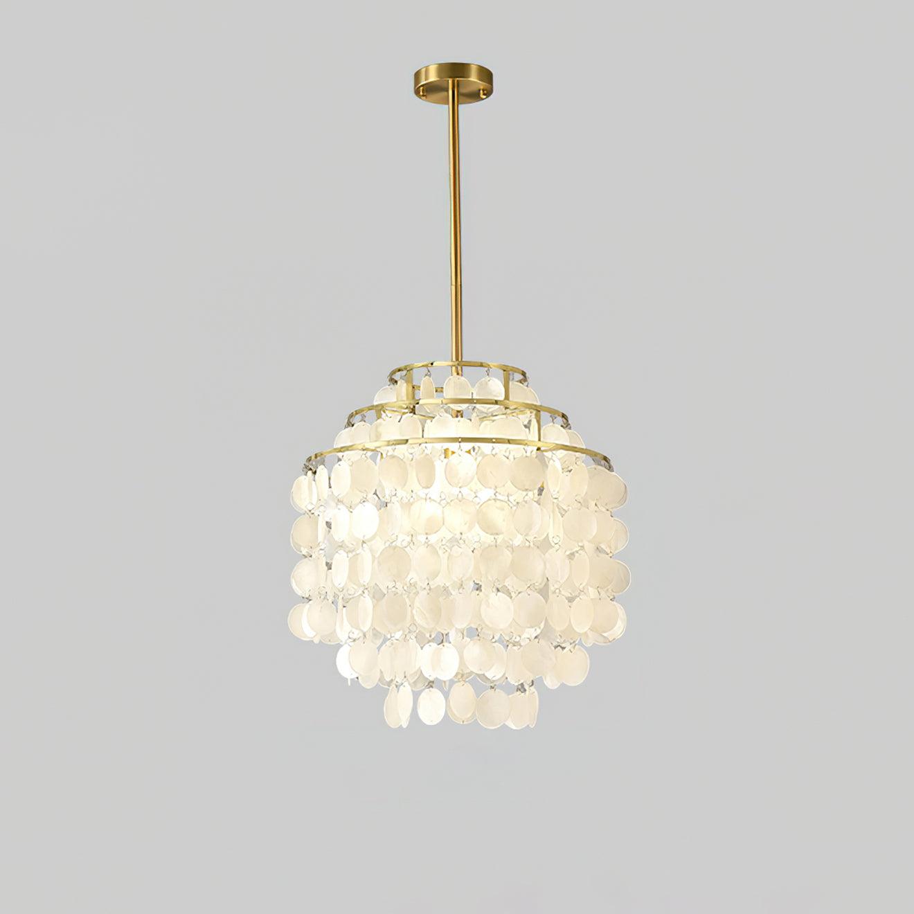 Lustra Suspension Lampe Coquillage Rond en Chrome