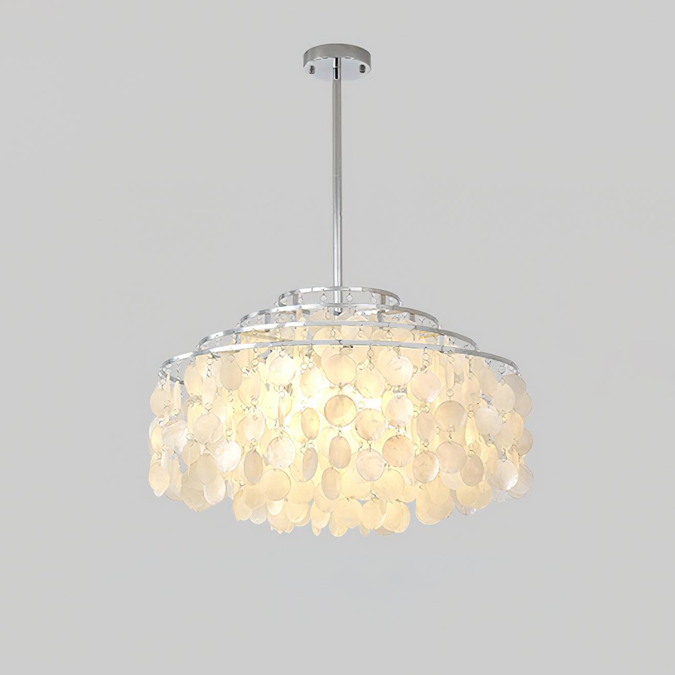 Lustra Suspension Lampe Coquillage Rond en Chrome