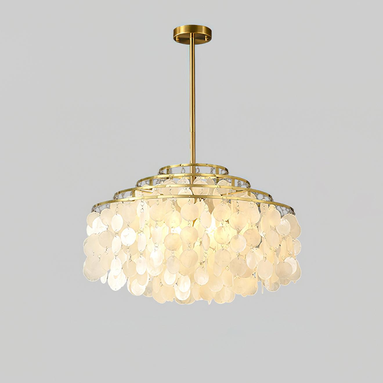 Lustra Suspension Lampe Coquillage Rond en Chrome
