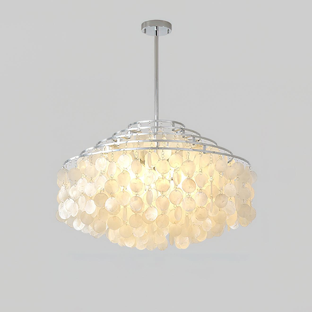 Lustra Suspension Lampe Coquillage Rond en Chrome