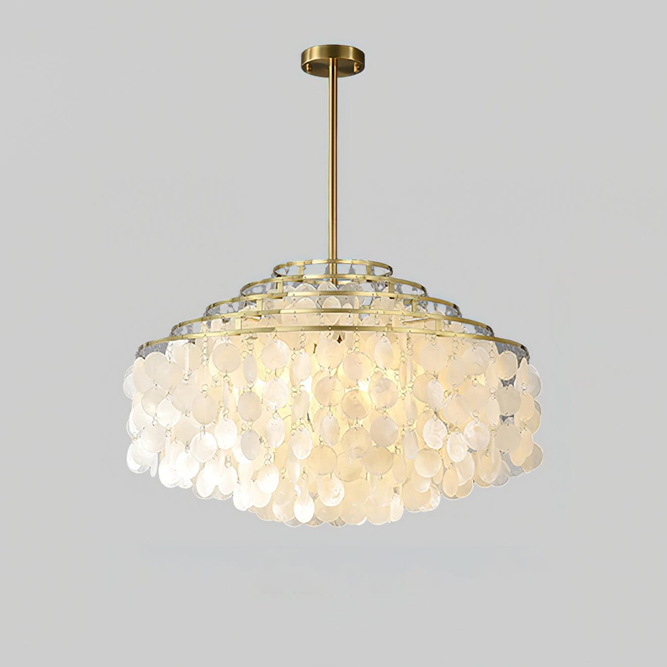Lustra Suspension Lampe Coquillage Rond en Chrome