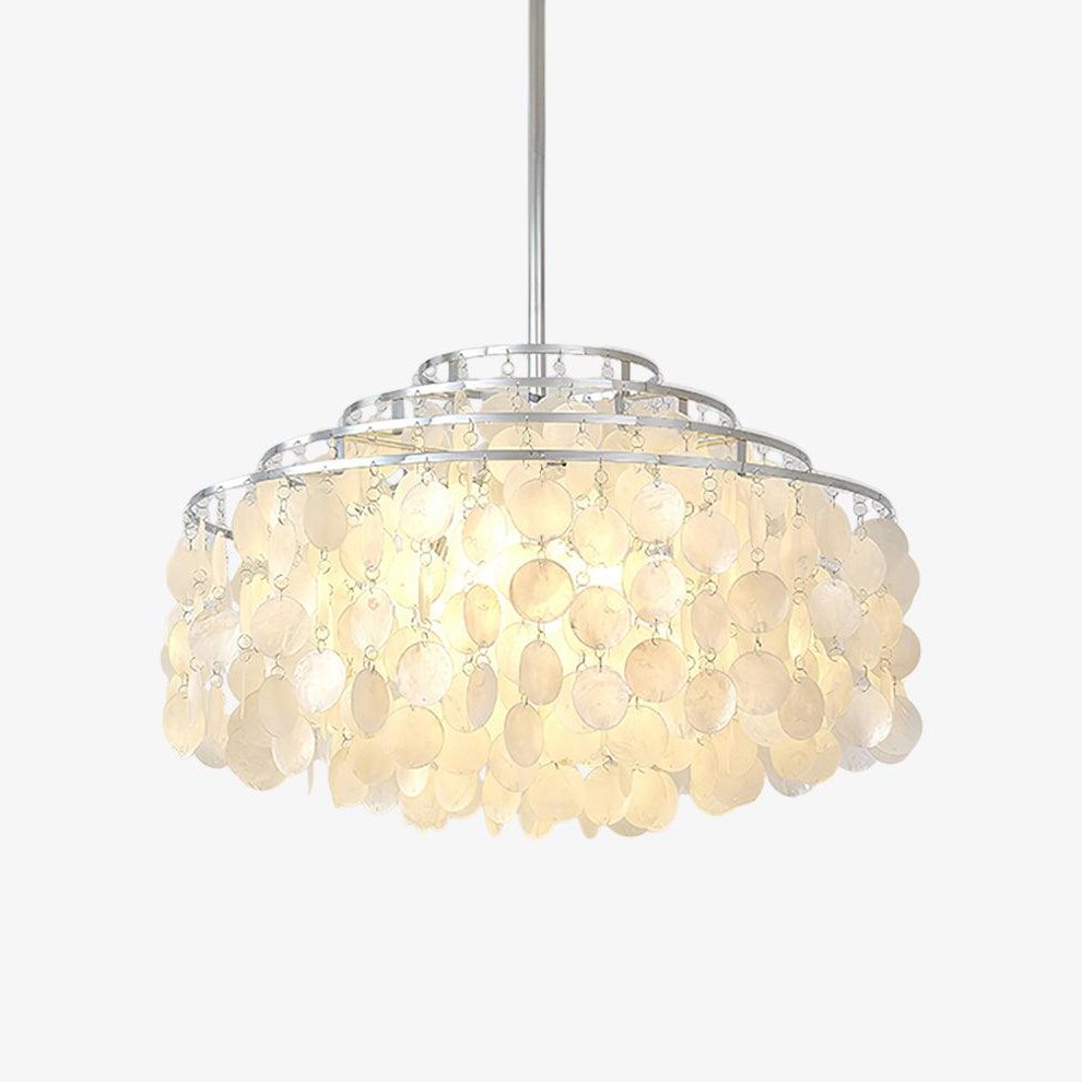 Lustra Suspension Lampe Coquillage Rond en Chrome