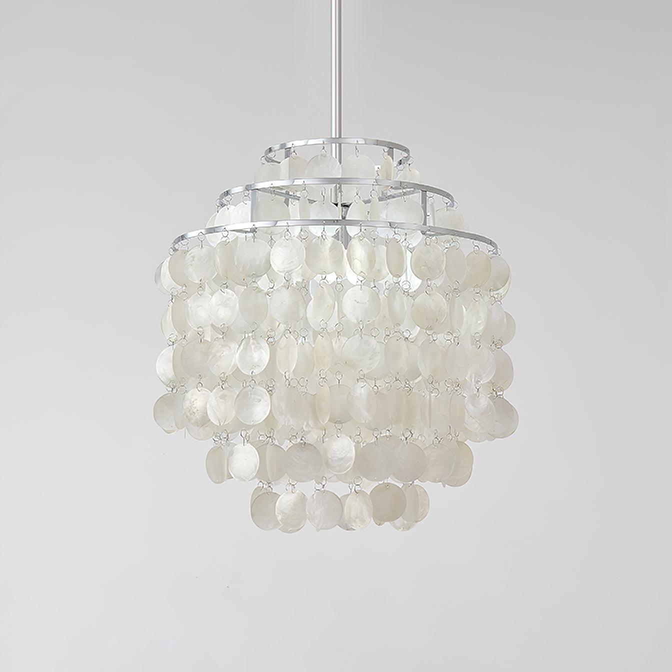 Lustra Suspension Lampe Coquillage Rond en Chrome
