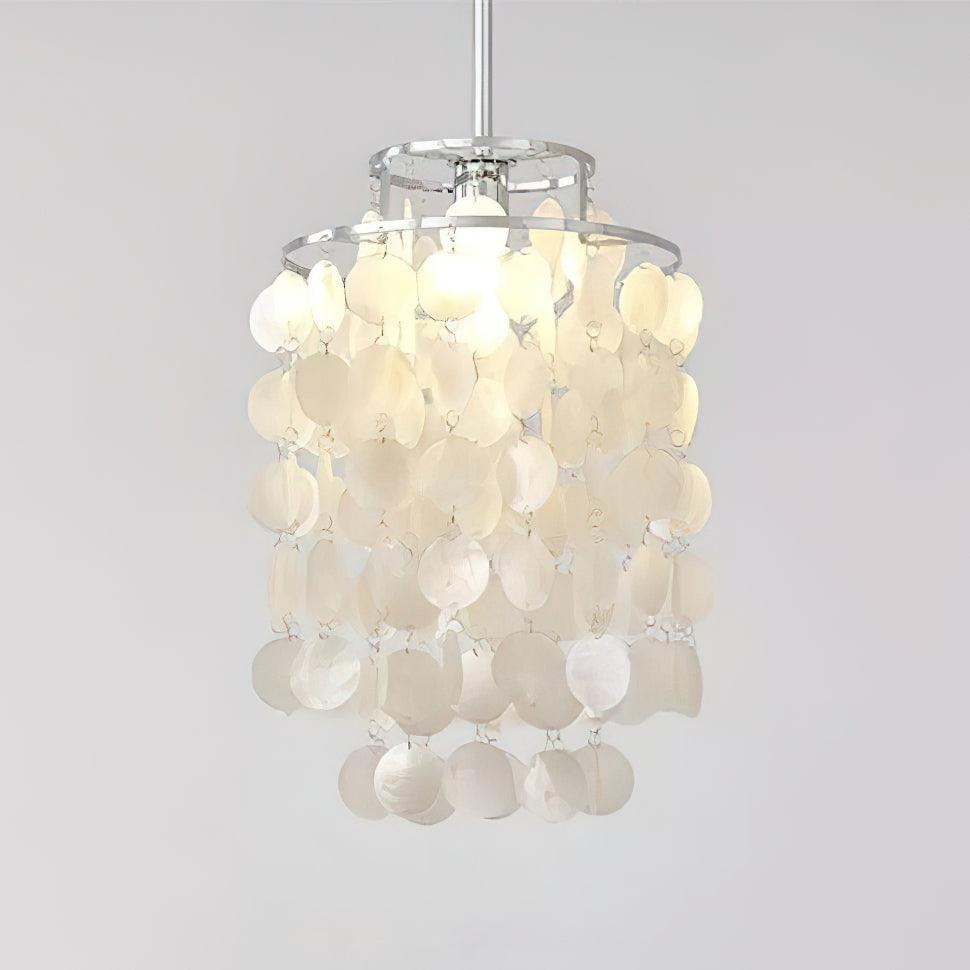 Lustra Suspension Lampe Coquillage Rond en Chrome