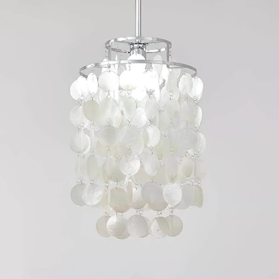 Lustra Suspension Lampe Coquillage Rond en Chrome