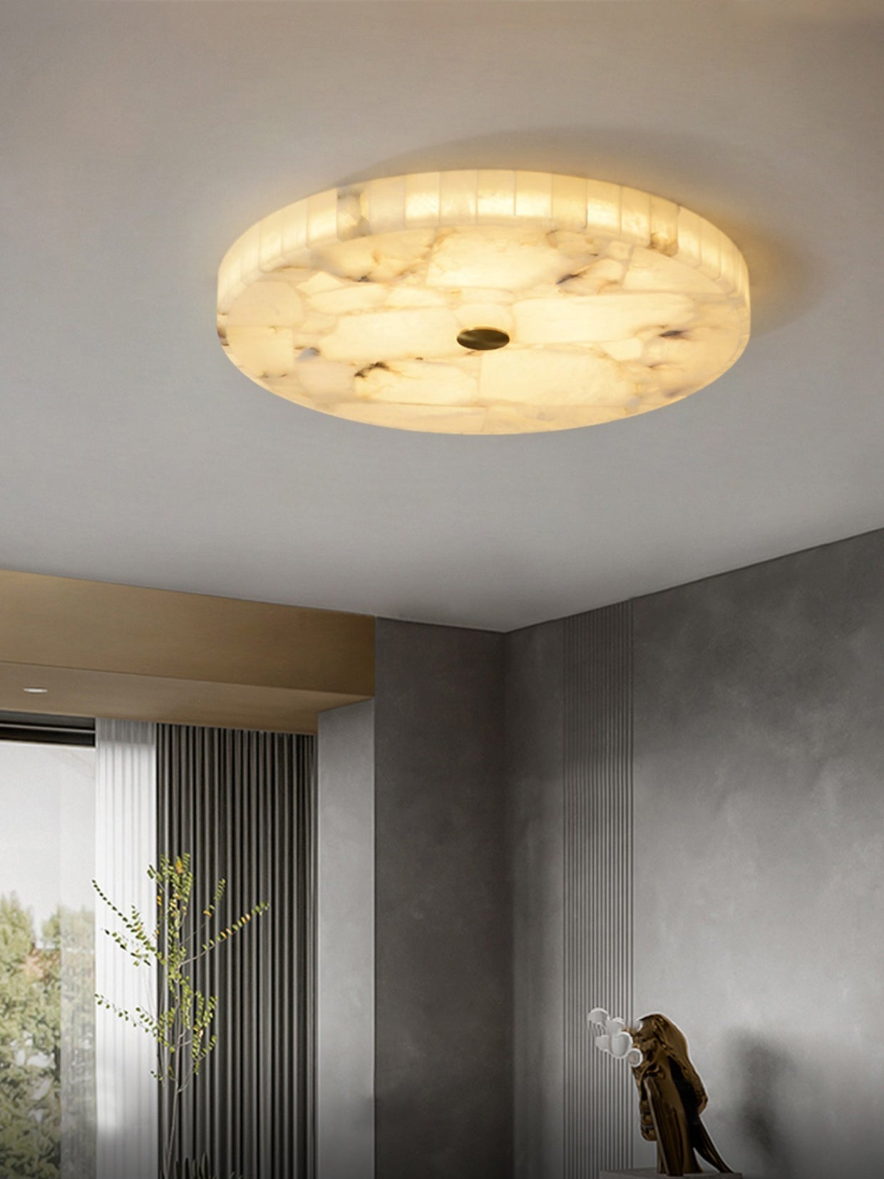 Vosilis Lampe de Plafond Ronde en Albâtre Moderne Minimaliste