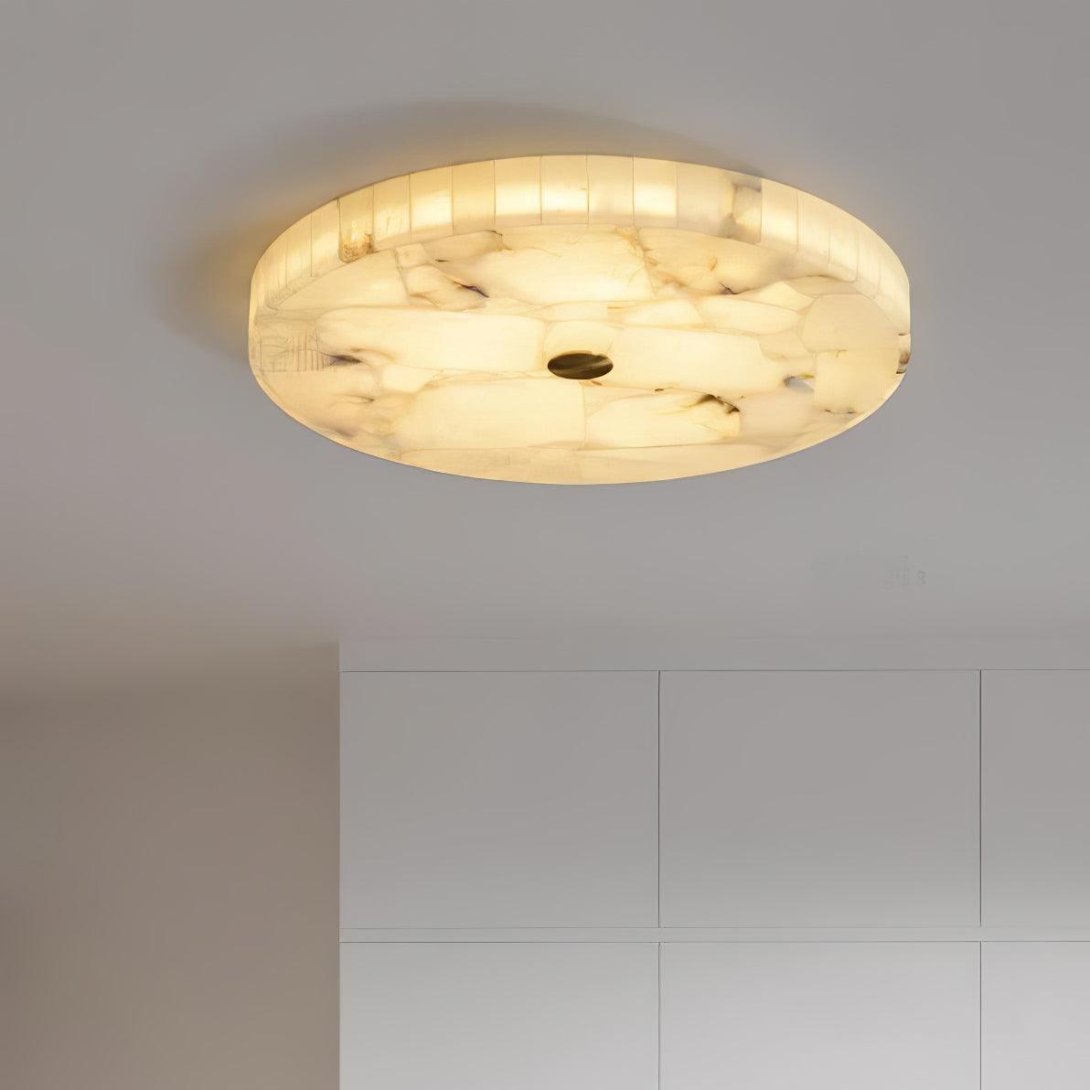 Ciphayra Lumière Plafonnière Ronde Minimaliste en Albâtre