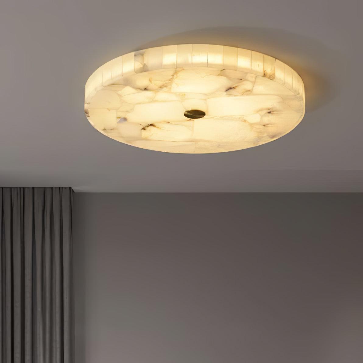 Ciphayra Lumière Plafonnière Ronde Minimaliste en Albâtre